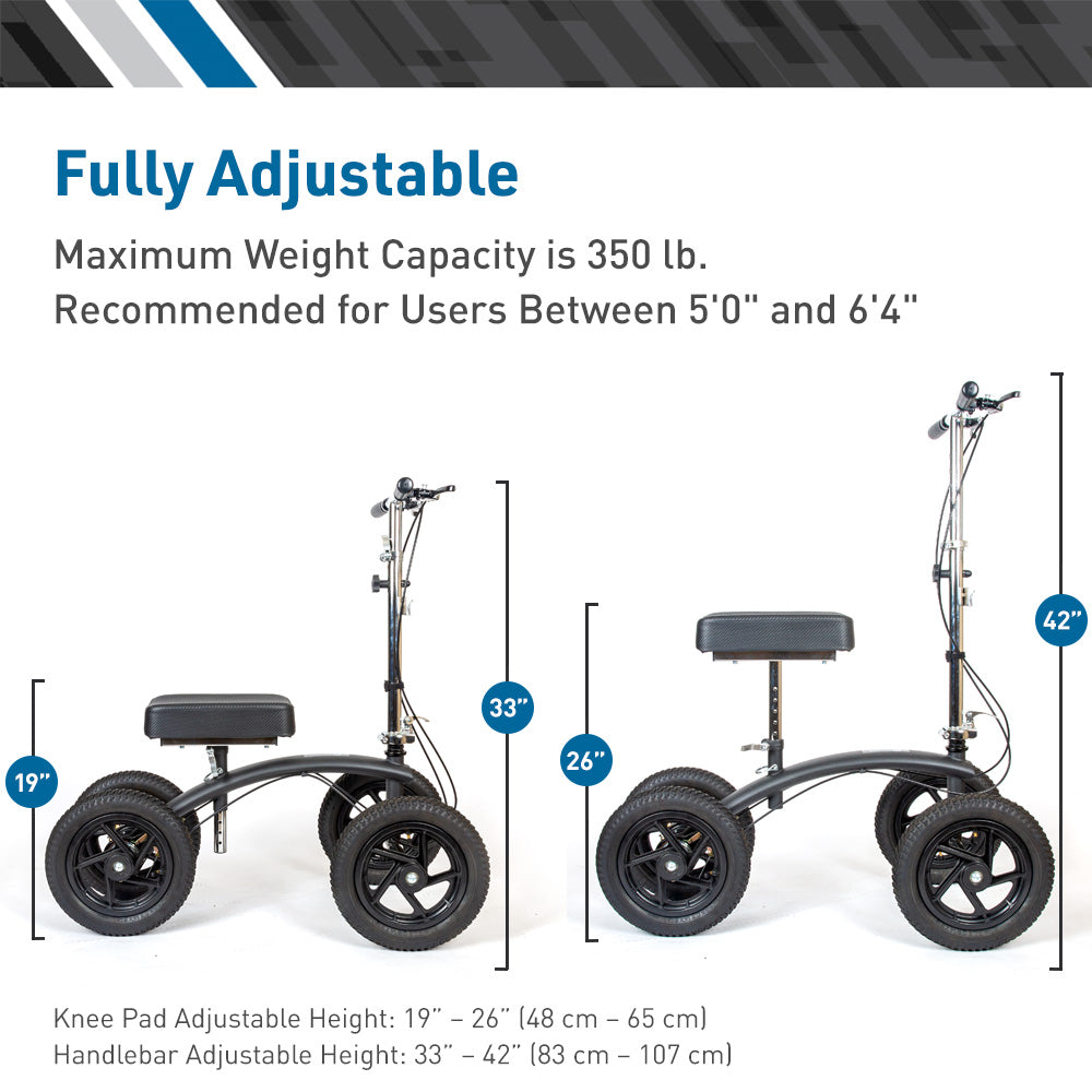 Bodymed All Terrain Knee Walker, With Four 12" Air Filled Tires, And Dual Brake