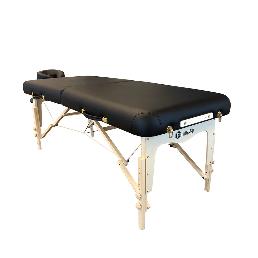 Bodymed Massage Table With Face Cradle, Blk, Pu Cover, 3" Multi-Layered Foam System W/ 0.75" Memory Foam