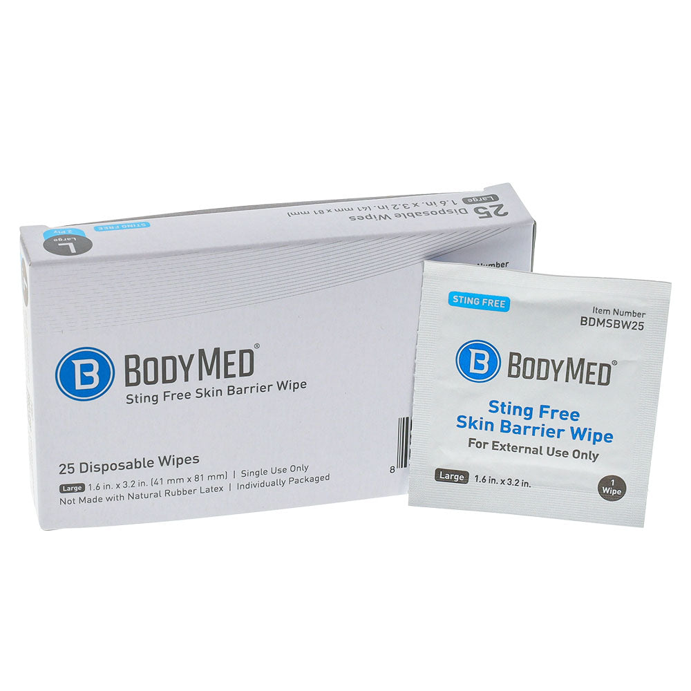 Bodymed No Sting Skin Barrier Wipe  1.6 X 3.2 Inch,25 Pcs/Box