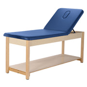 Bodymed Treatment Table W/ Adjustable Backrest, Nose Hole, Pvc Cover, 2.5" Multi-Layered Foam System. Blue. Nose Hole Plug Included