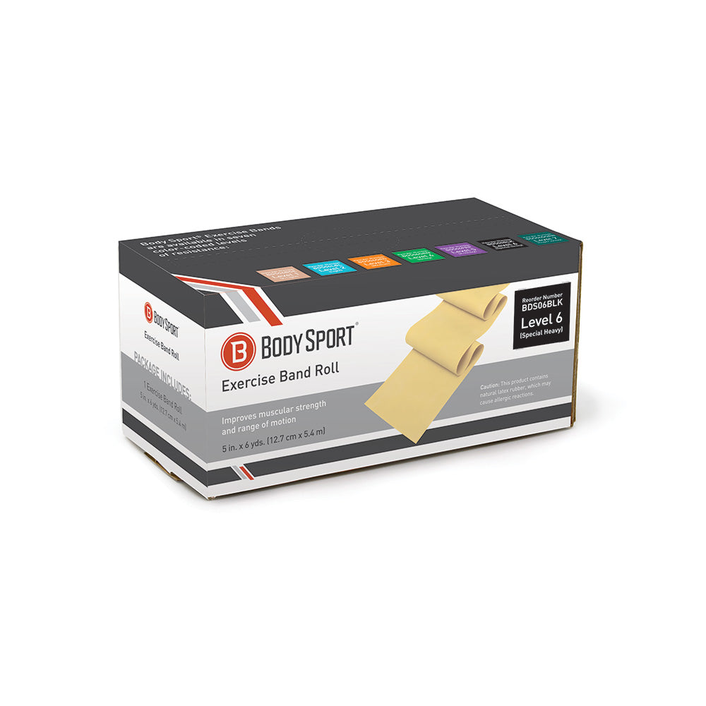 Body Sport Exercise Band, 6 Yd Roll, Extra Light Resistance, Beige