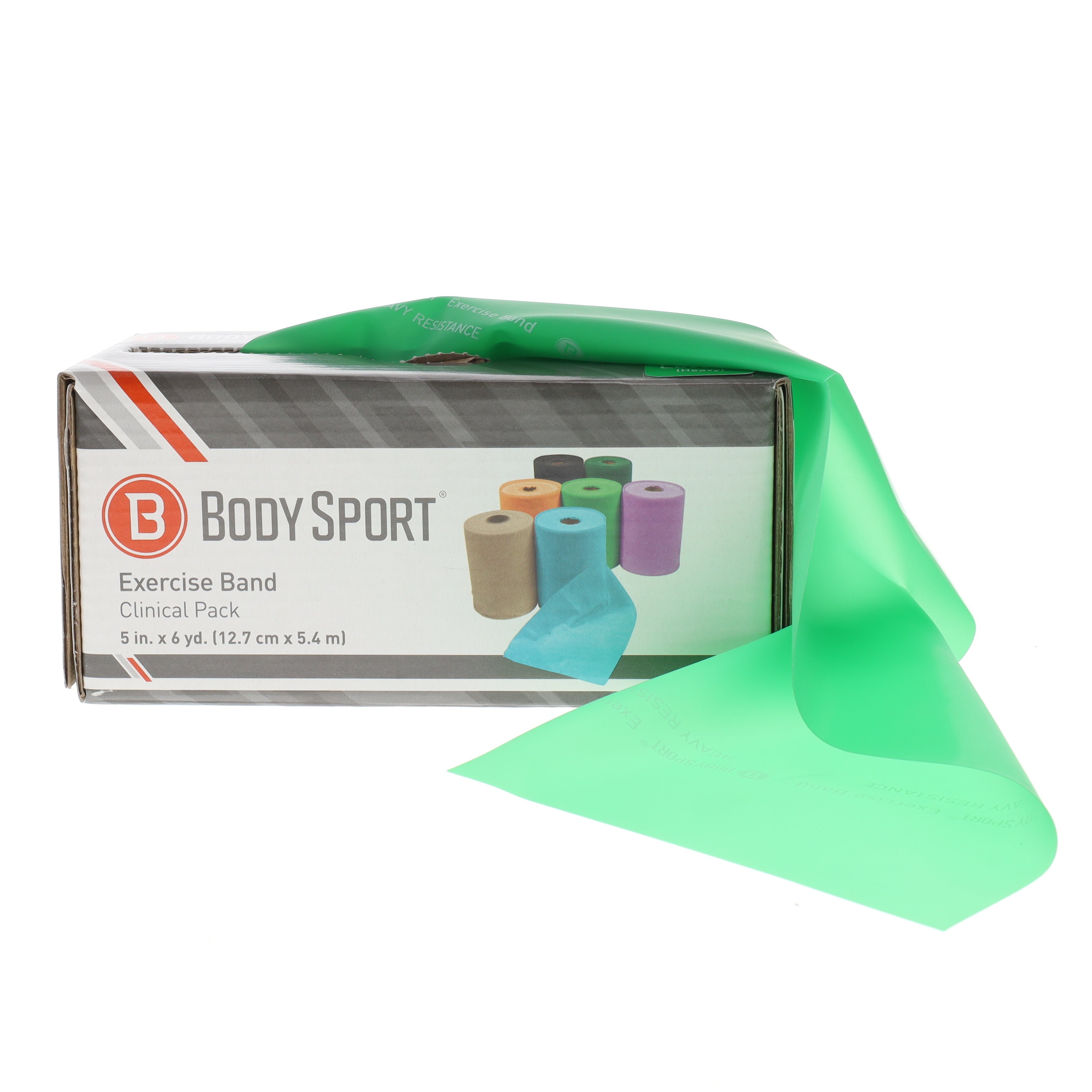 Body Sport Exercise Band, 6 Yd Roll, Heavy Resistance, Green