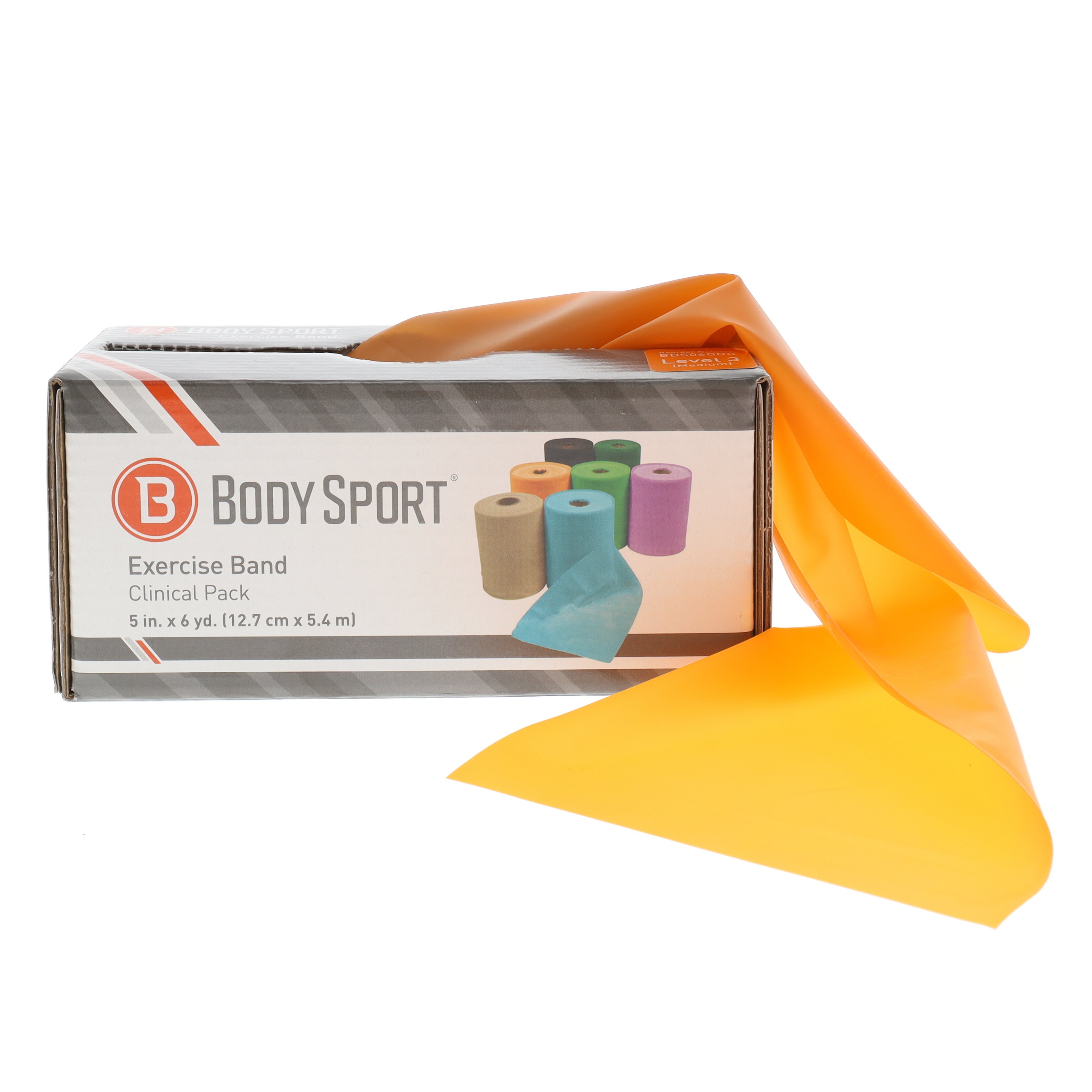 Body Sport Exercise Band, 6 Yd Roll, Medium Resistance, Orange