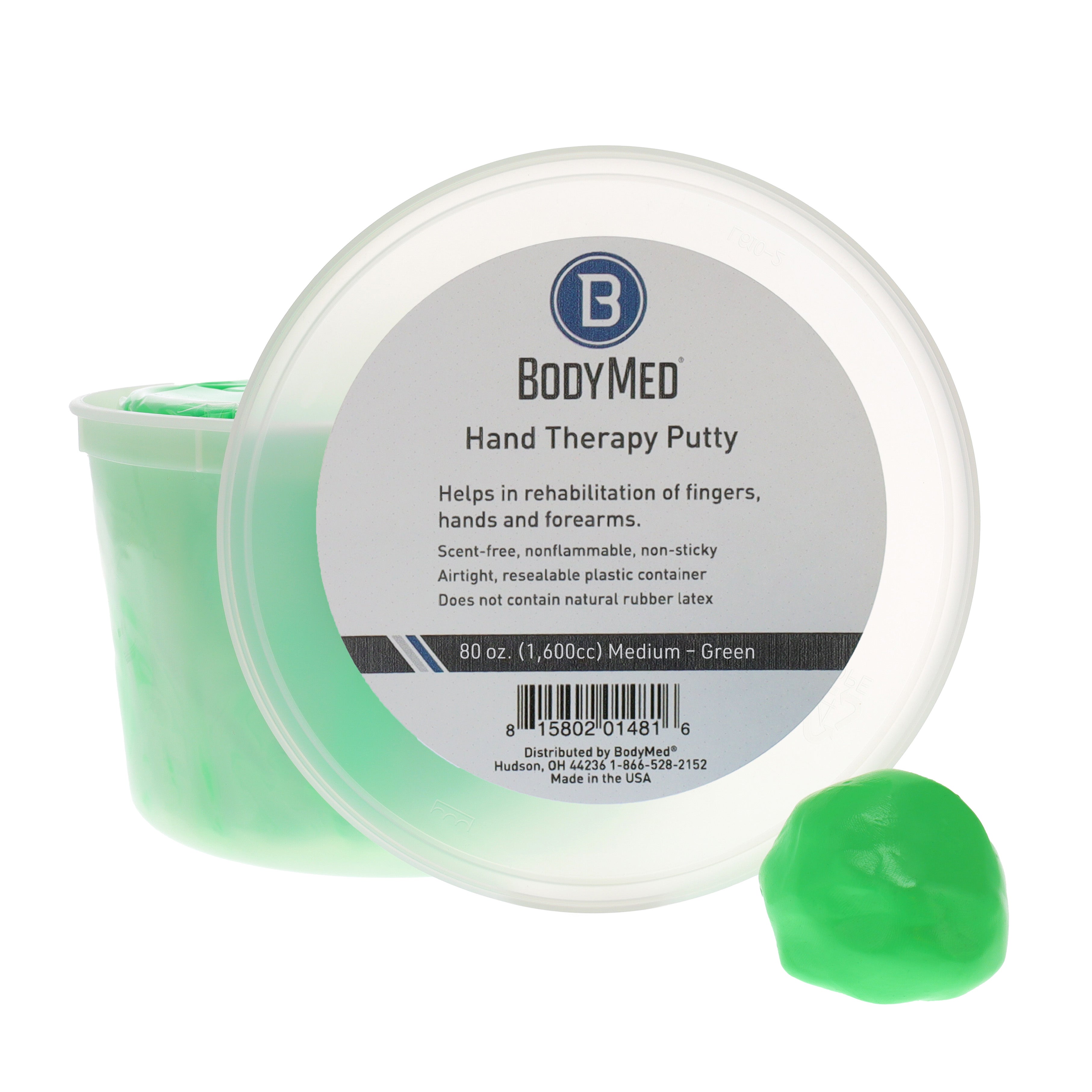 Body Sport Hand Therapy Putty, Green, Medium, 80 Oz. (5 Lbs.)