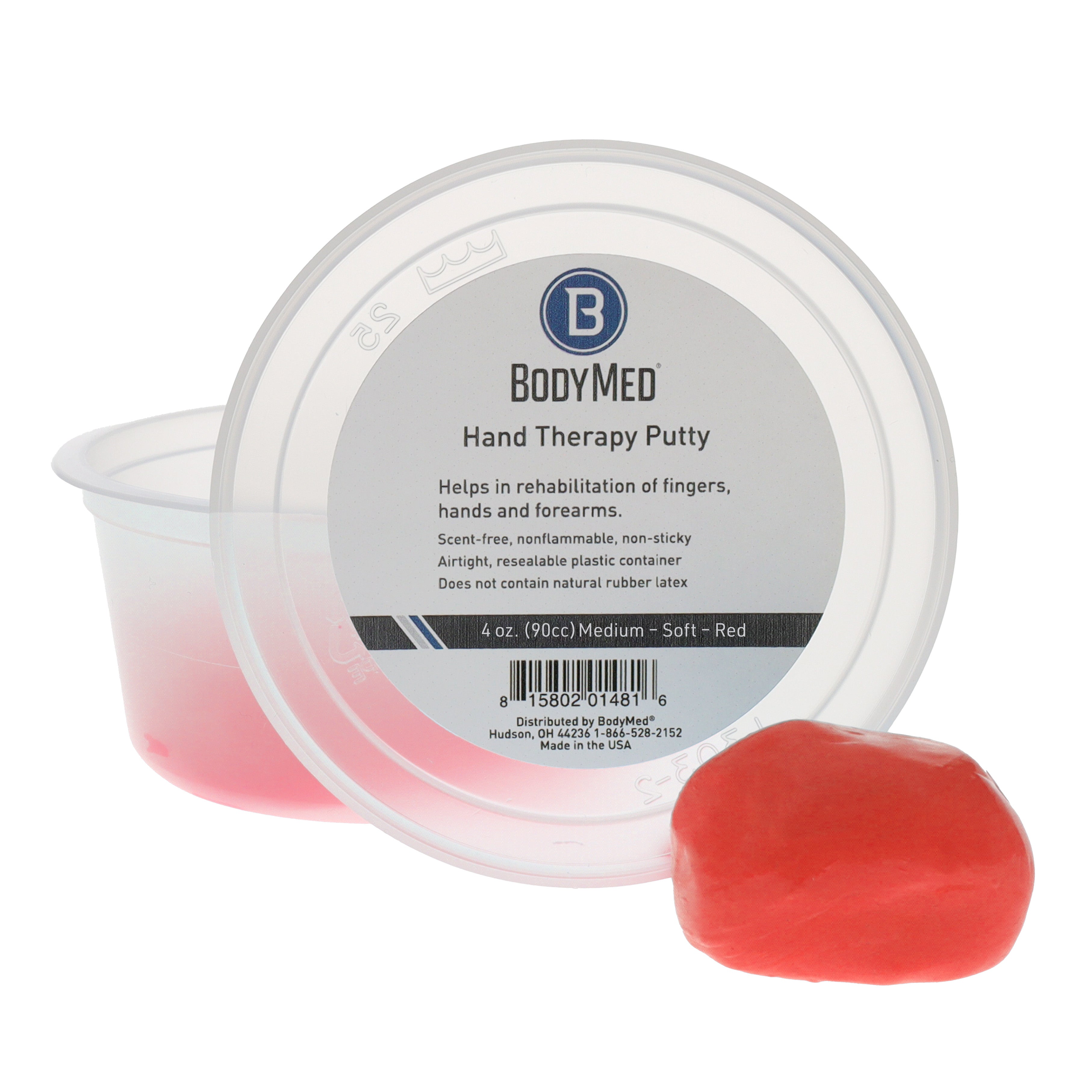 Body Sport Hand Therapy Putty, Red, Medium-Soft, 4 Oz.