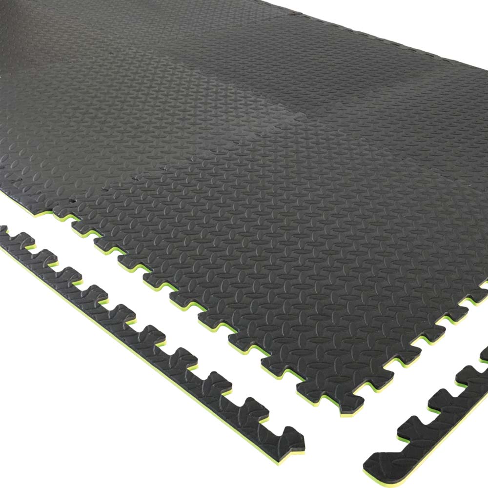 Black Eva Puzzle Mat With Green Backing, 24" X 24" X 1/2", 6/Set