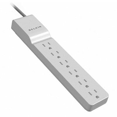 Belkin - BE106000-2.5 2.5 Feet 6 Outlets 555 Joule Home/Office Surge Protector - Black
