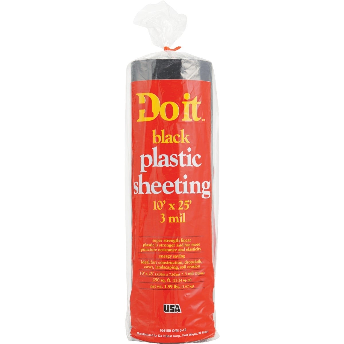 10 Ft. X 25 Ft. Black 3 Mil. Poly Film Sheeting