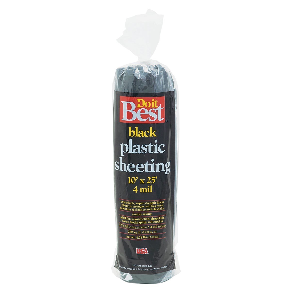 10 Ft. X 25 Ft. Black 4 Mil. Poly Film Sheeting