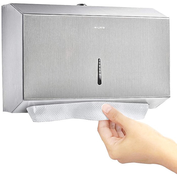 Stainless Steel Brushed C-Fold/Multi-Fold Paper Towel Dispenser 2 Pack
