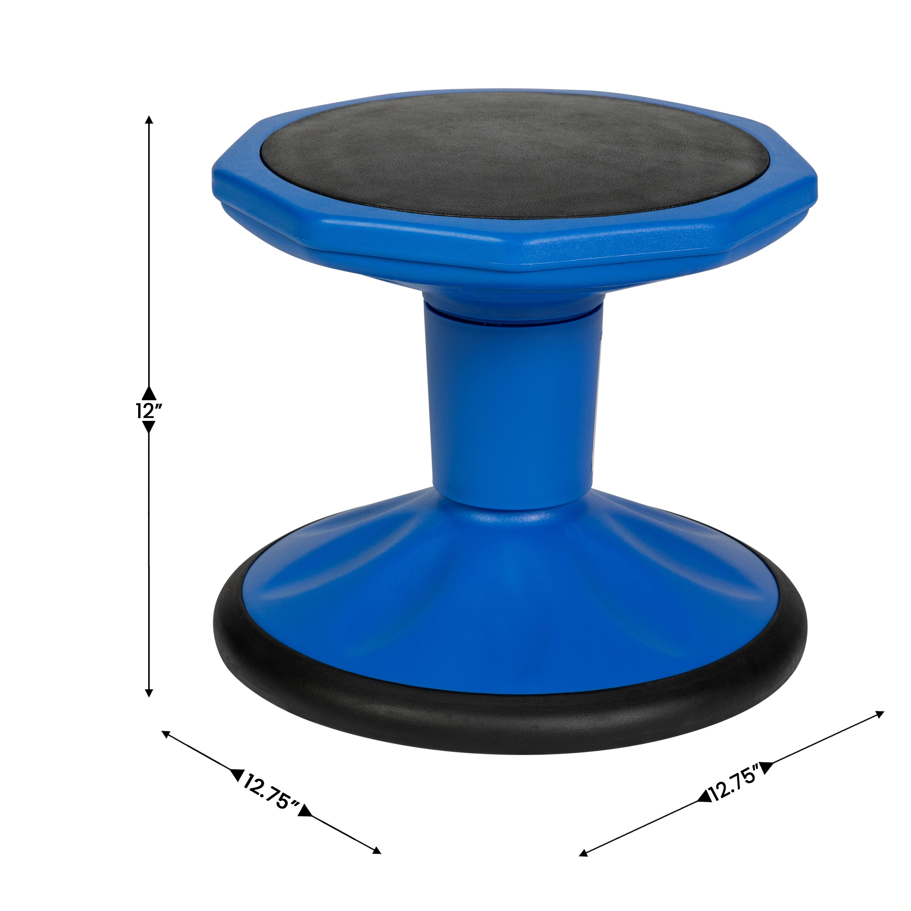 Lucas Fixed Height Kids Flexible Active Stool for Classroom and Home with Non-Skid Bottom in Blue, 12" Seat Height