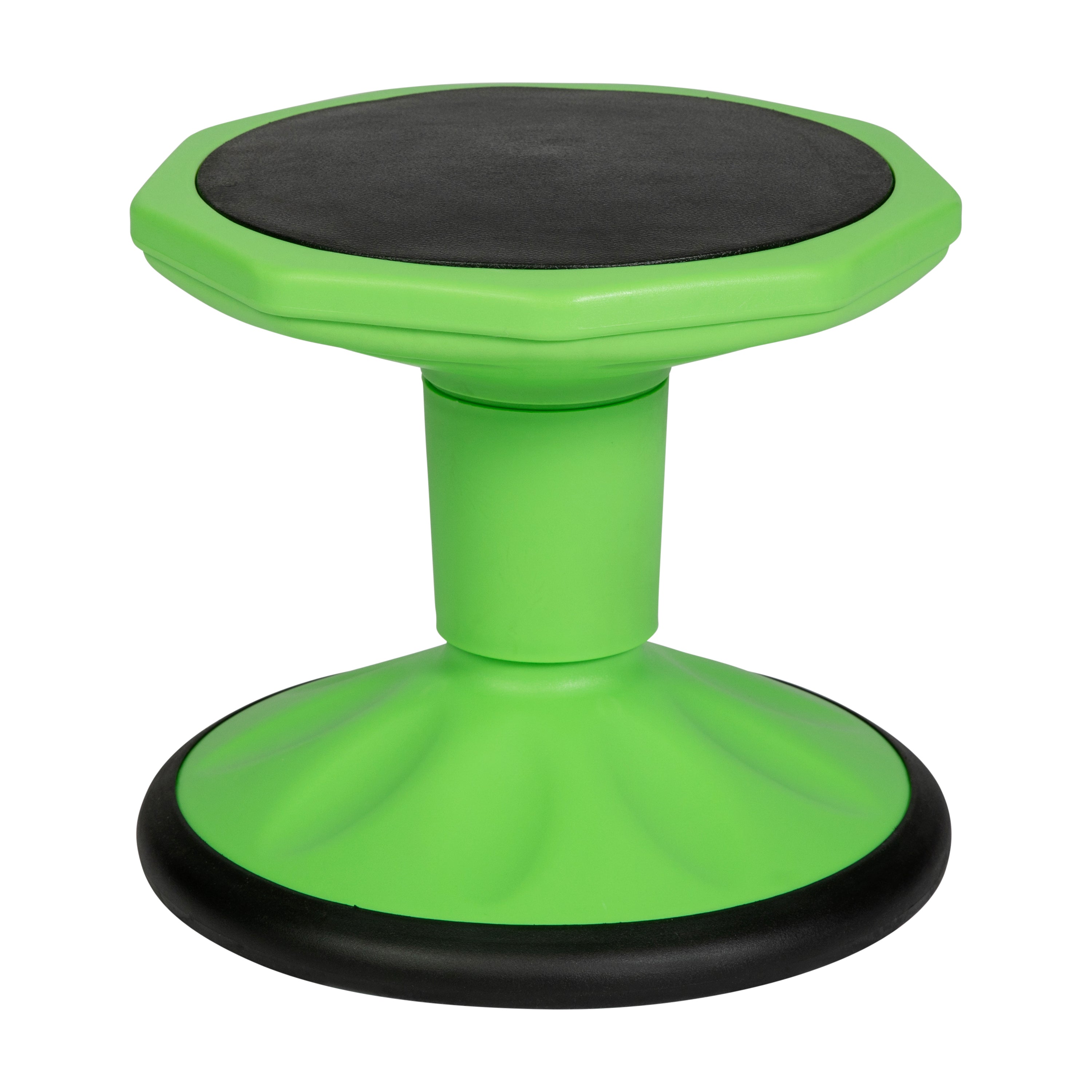 Lucas Fixed Height Kids Flexible Active Stool for Classroom and Home with Non-Skid Bottom in Green, 12" Seat Height