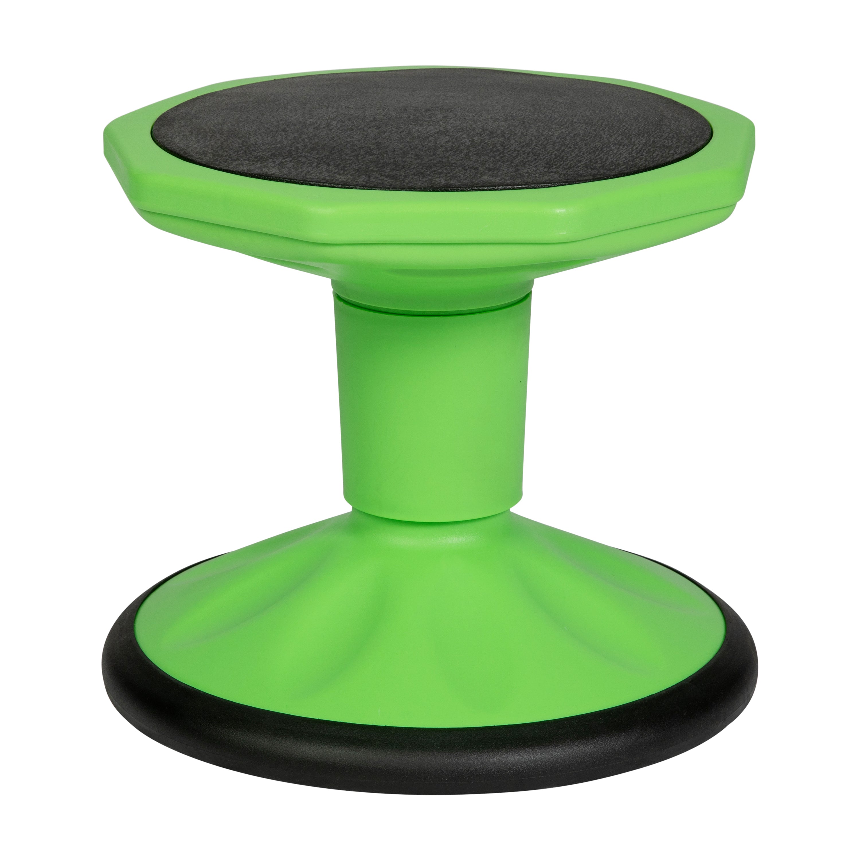 Lucas Fixed Height Kids Flexible Active Stool for Classroom and Home with Non-Skid Bottom in Green, 12" Seat Height