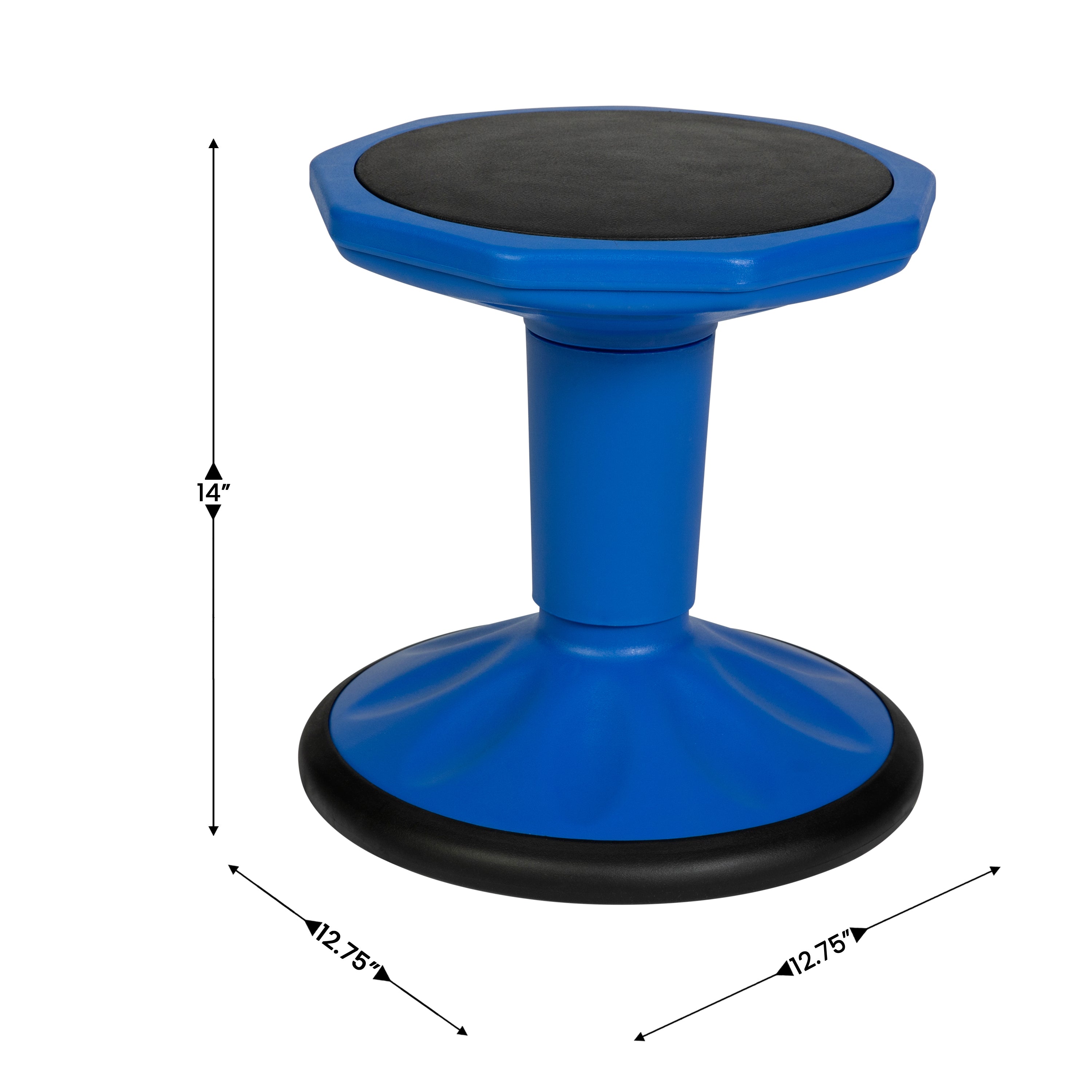 Lucas Fixed Height Kids Flexible Active Stool for Classroom and Home with Non-Skid Bottom in Blue, 14" Seat Height