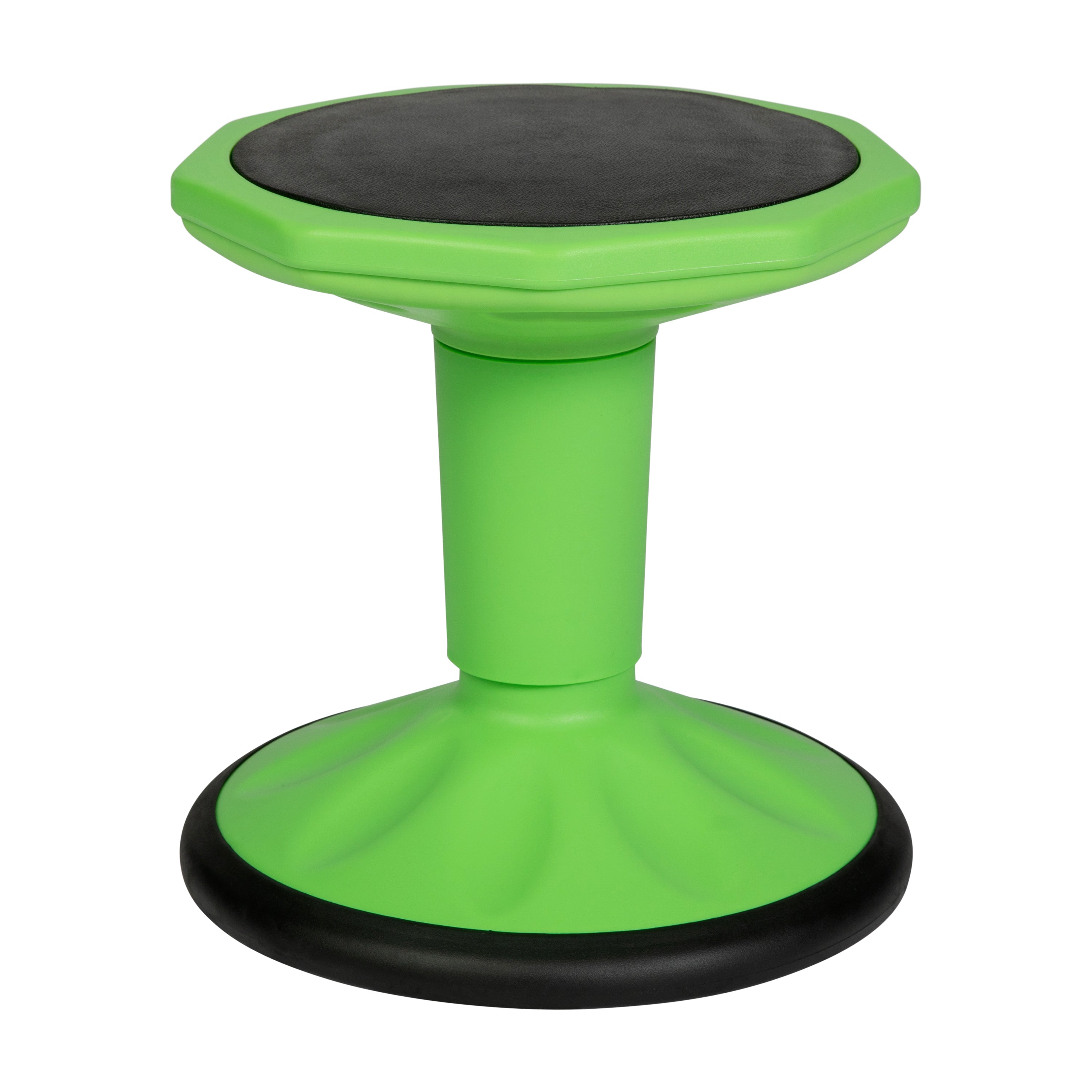 Lucas Fixed Height Kids Flexible Active Stool for Classroom and Home with Non-Skid Bottom in Green, 14" Seat Height