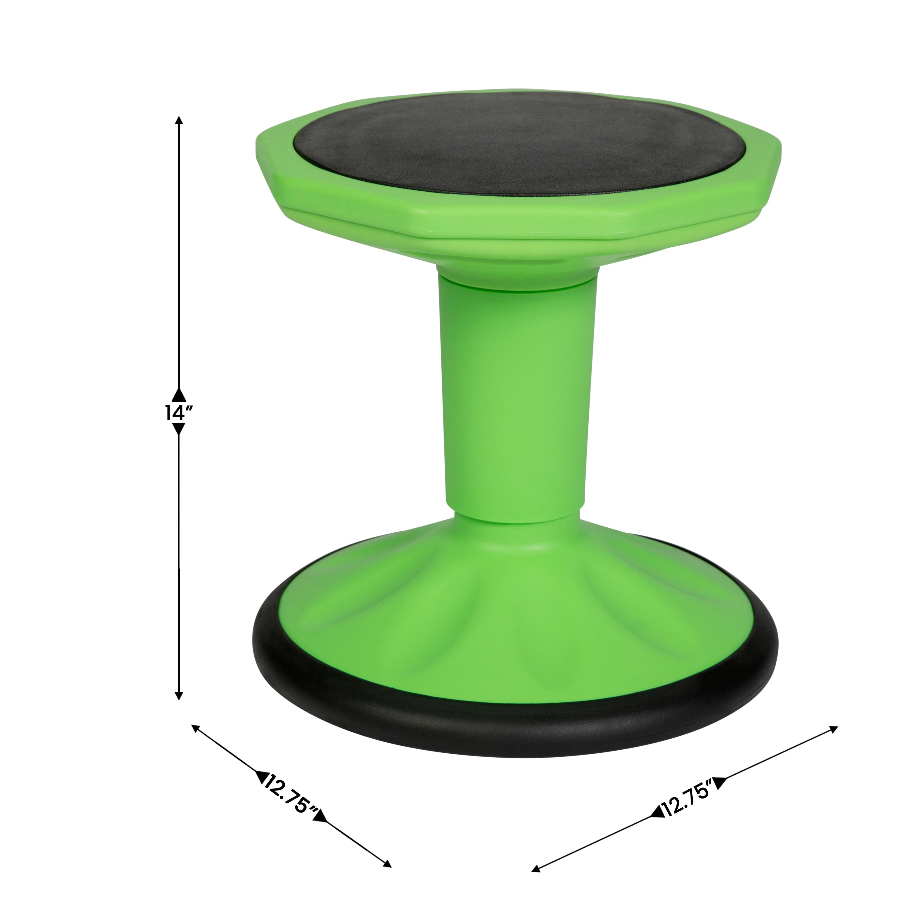 Lucas Fixed Height Kids Flexible Active Stool for Classroom and Home with Non-Skid Bottom in Green, 14" Seat Height