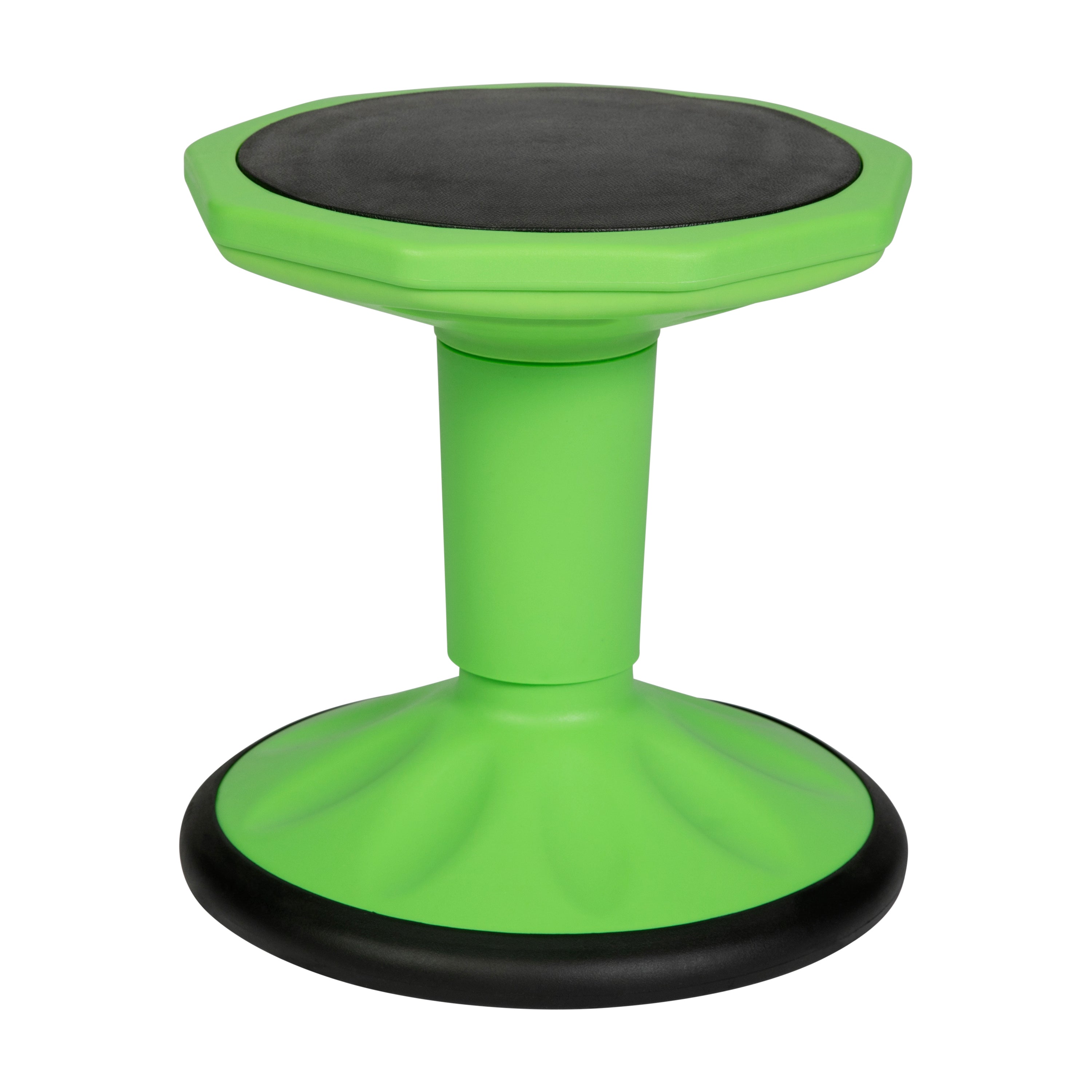 Lucas Fixed Height Kids Flexible Active Stool for Classroom and Home with Non-Skid Bottom in Green, 14" Seat Height