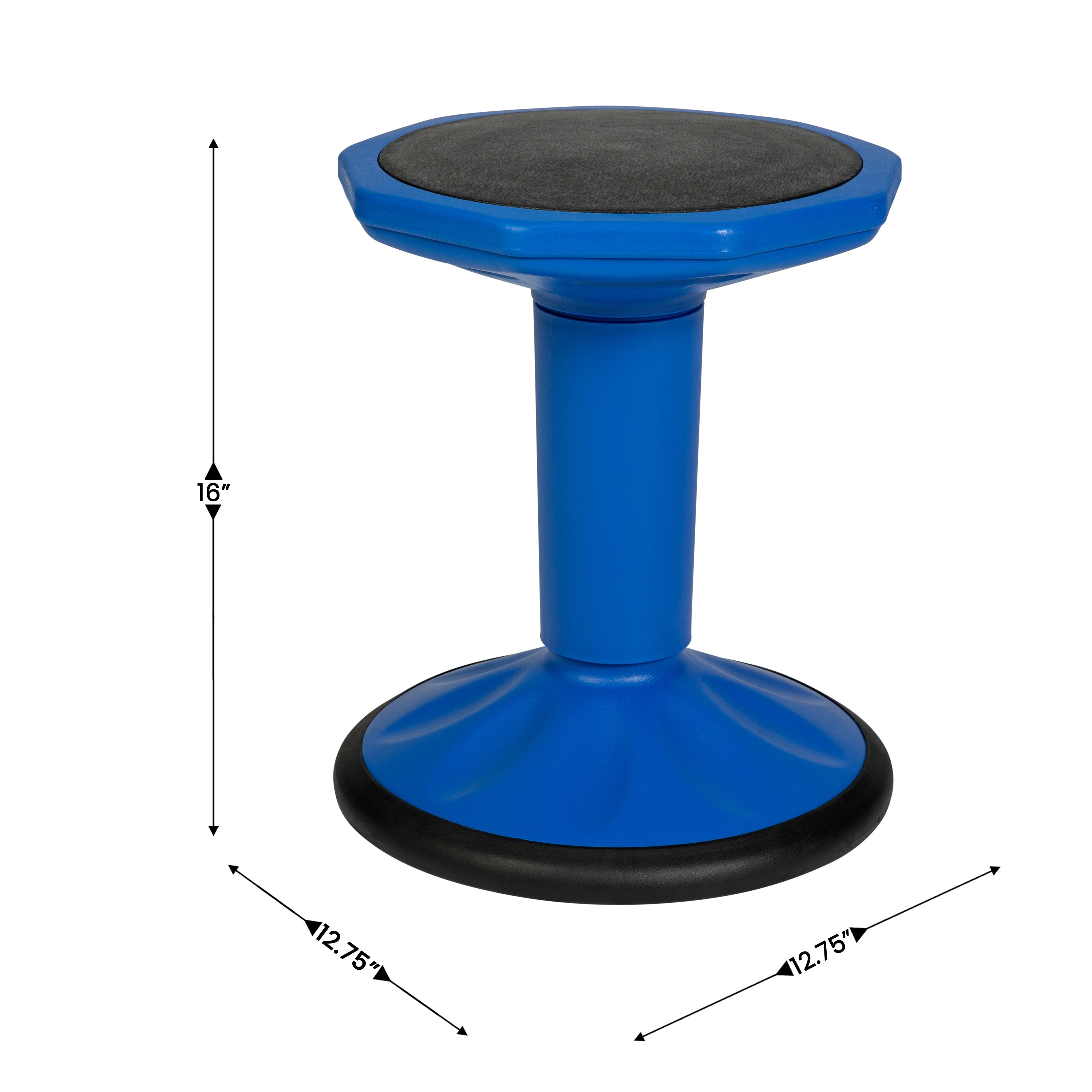 Lucas Fixed Height Kids Flexible Active Stool for Classroom and Home with Non-Skid Bottom in Blue, 16" Seat Height