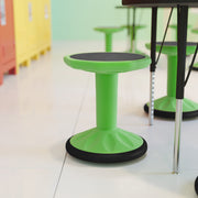 Lucas Fixed Height Kids Flexible Active Stool for Classroom and Home with Non-Skid Bottom in Green, 16" Seat Height