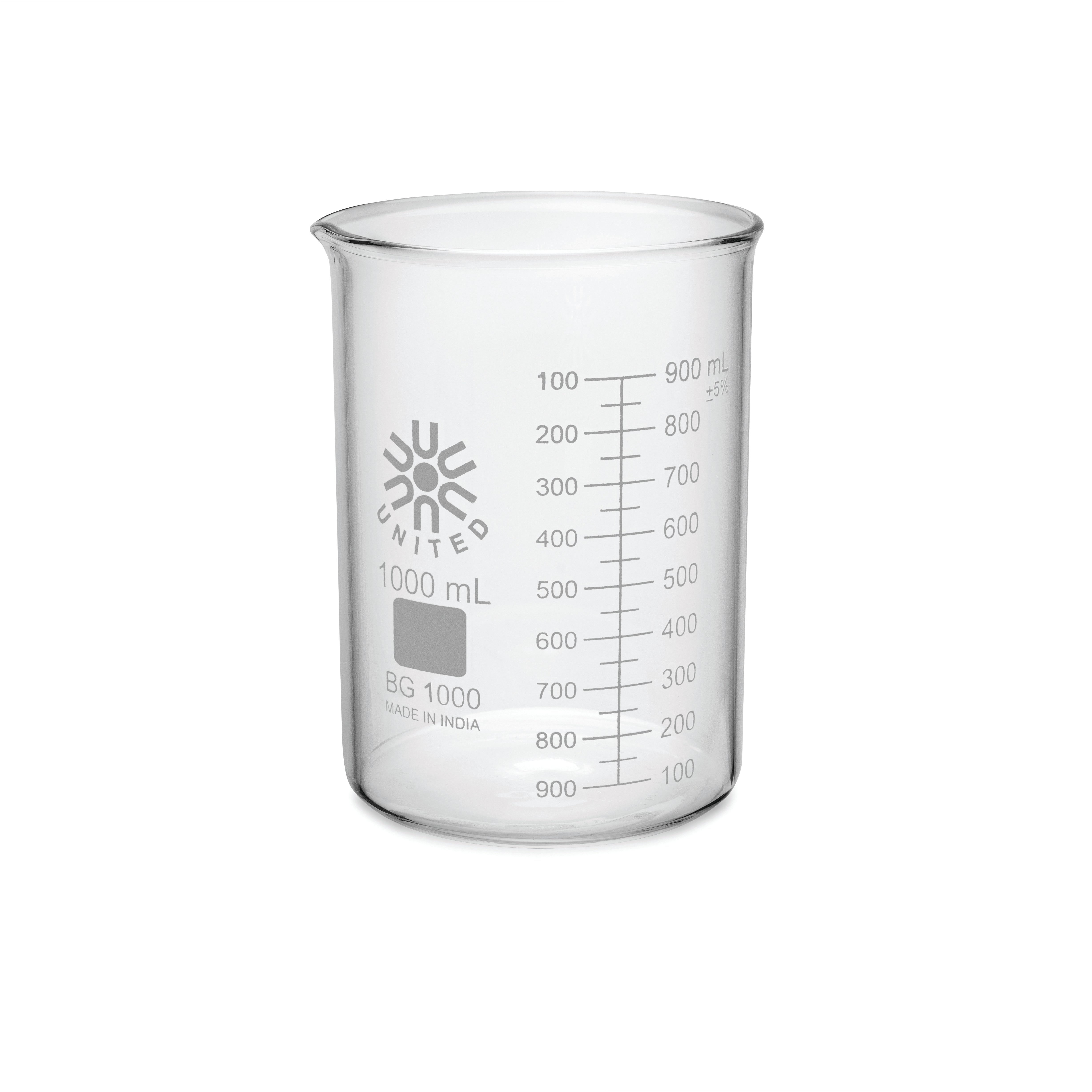 United Scientific® Beakers, Low Form, Borosilicate Glass, 1000 mL, comes with 6