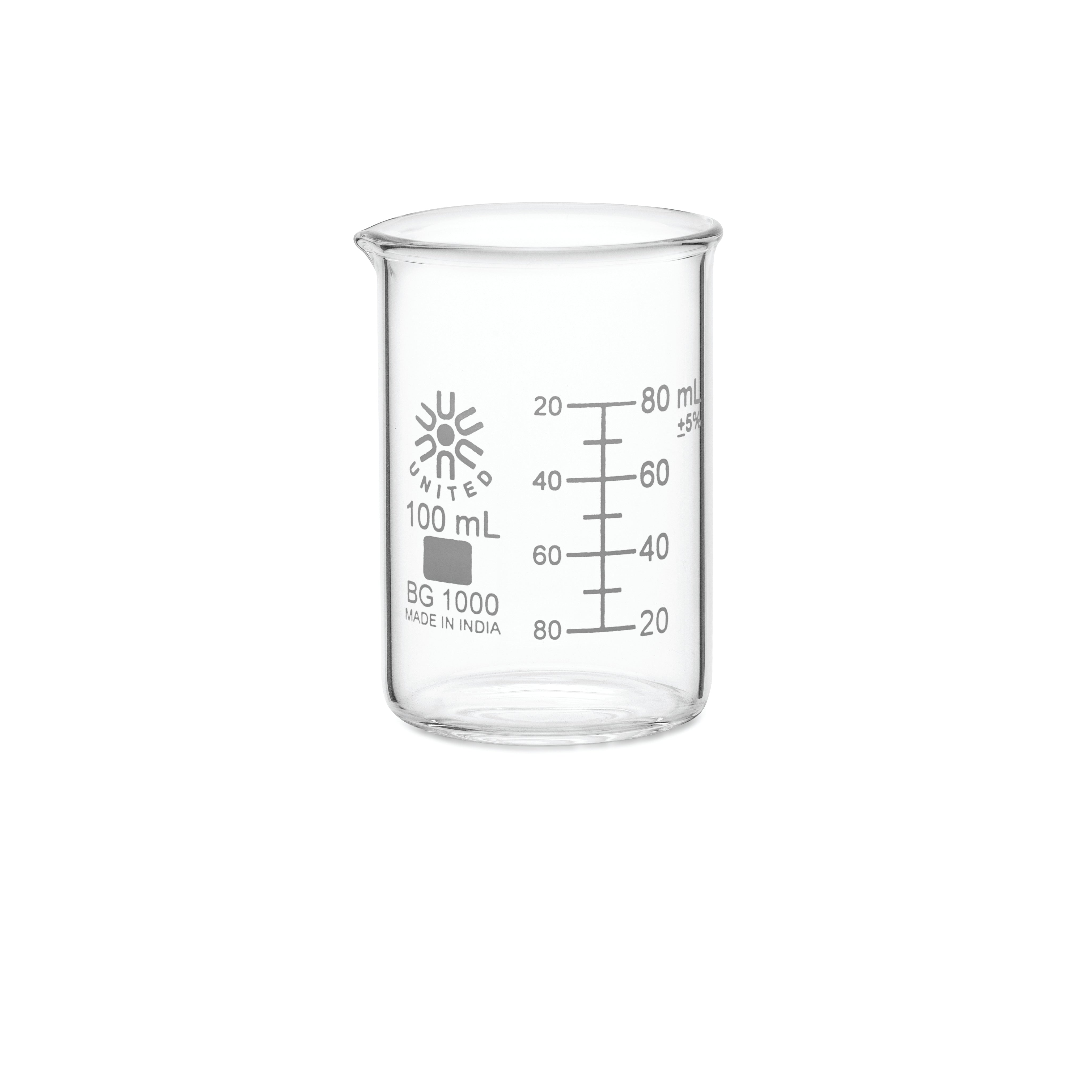 United Scientific® Beakers, Low Form, Borosilicate Glass, 100 mL, comes with 12