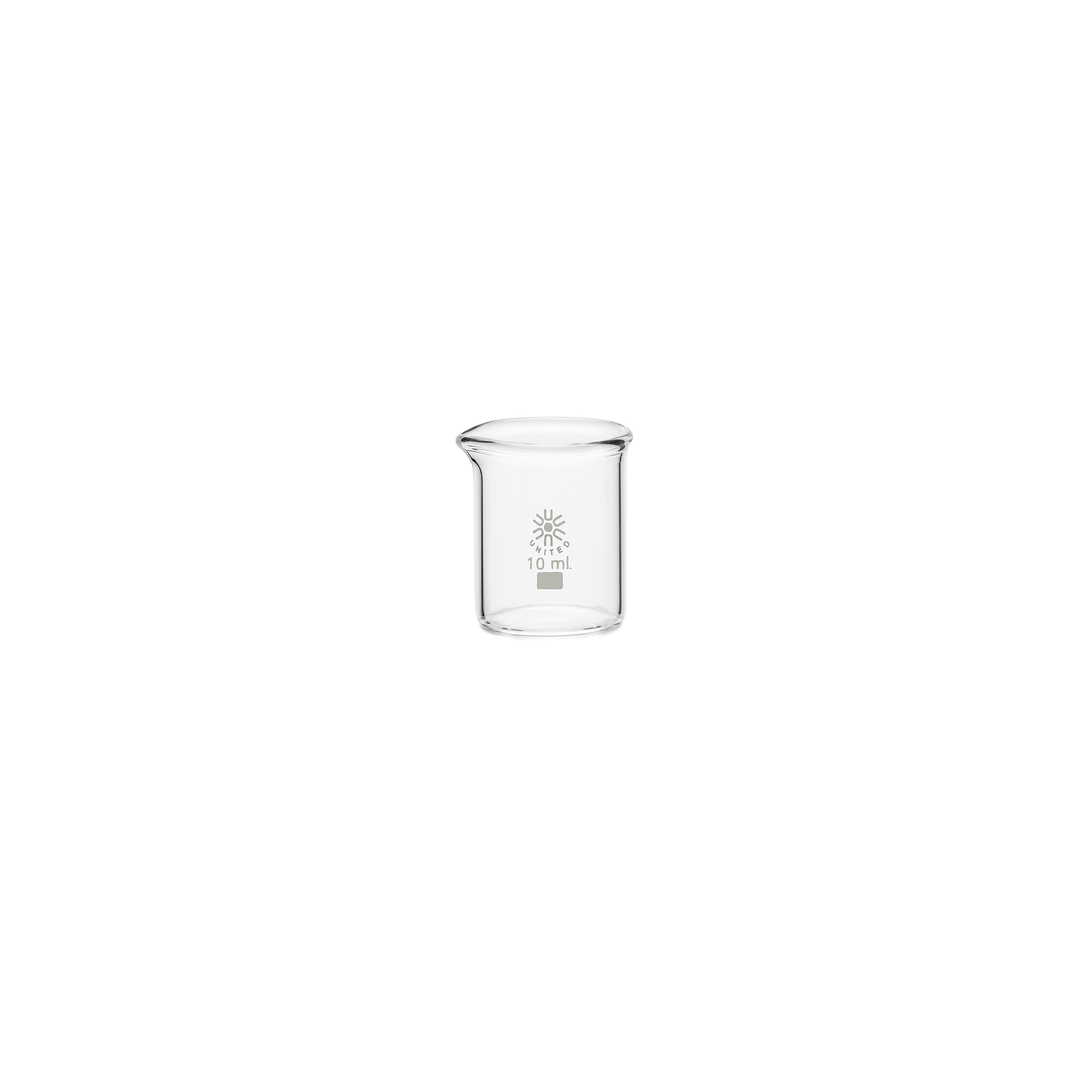 United Scientific® Beakers, Low Form, Borosilicate Glass, 10 mL, comes with 12