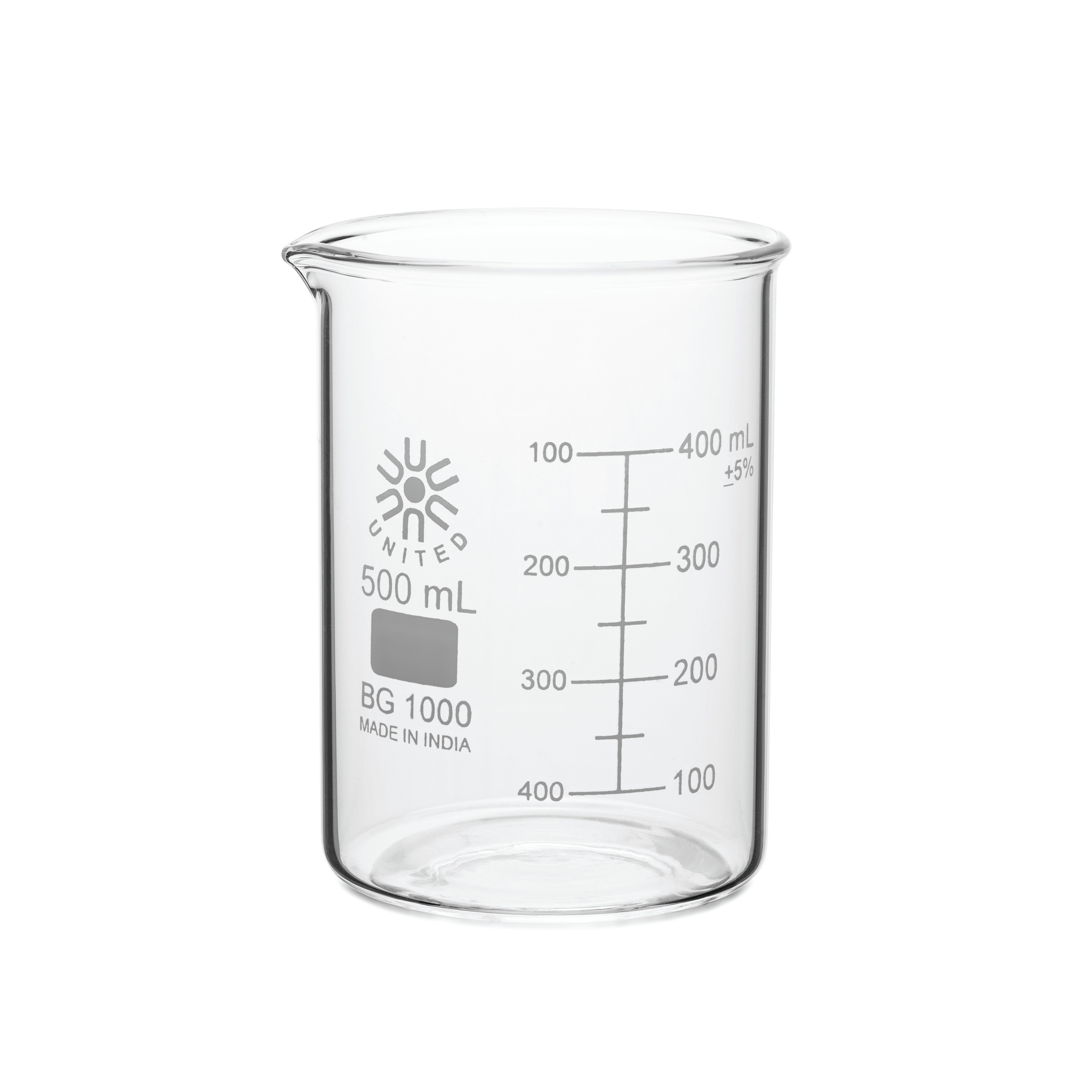 United Scientific® Beakers, Low Form, Borosilicate Glass, 500 mL, comes with 6