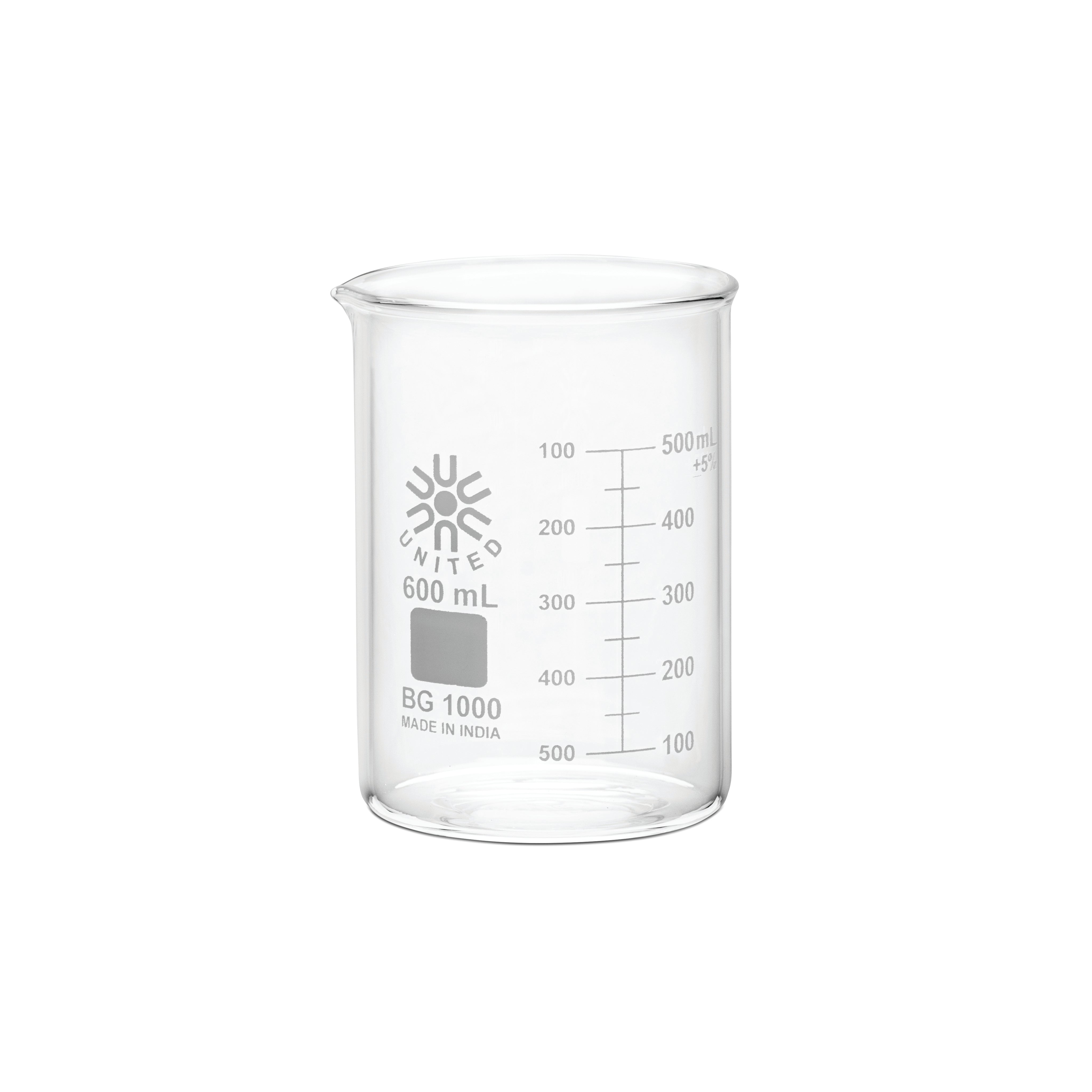 United Scientific® Beakers, Low Form, Borosilicate Glass, 600 mL, comes with 6