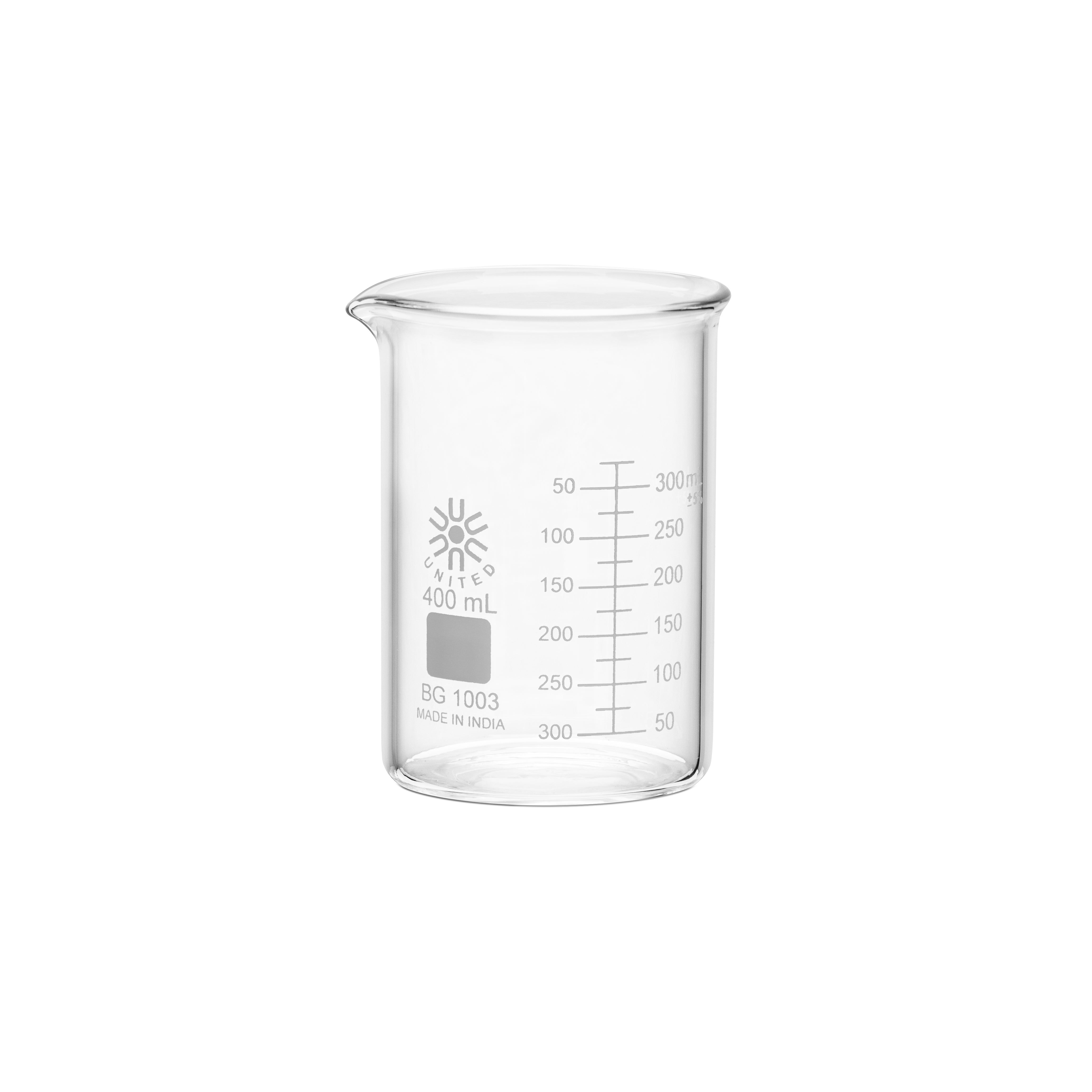 United Scientific® Beakers, Low Form, Heavy Duty, 400 mL, comes with 12