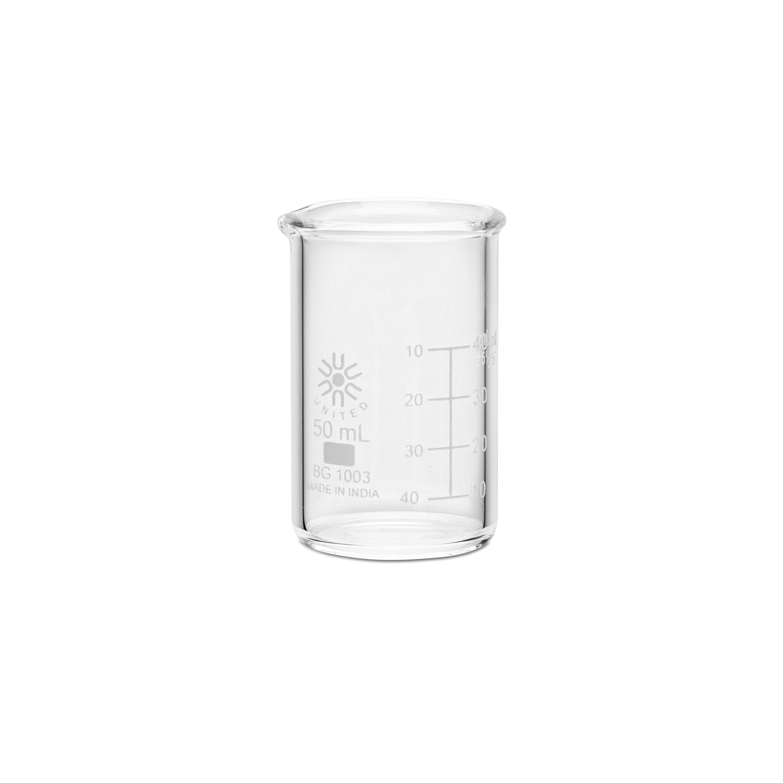 United Scientific® Beakers, Low Form, Heavy Duty, 50 mL, comes with 12
