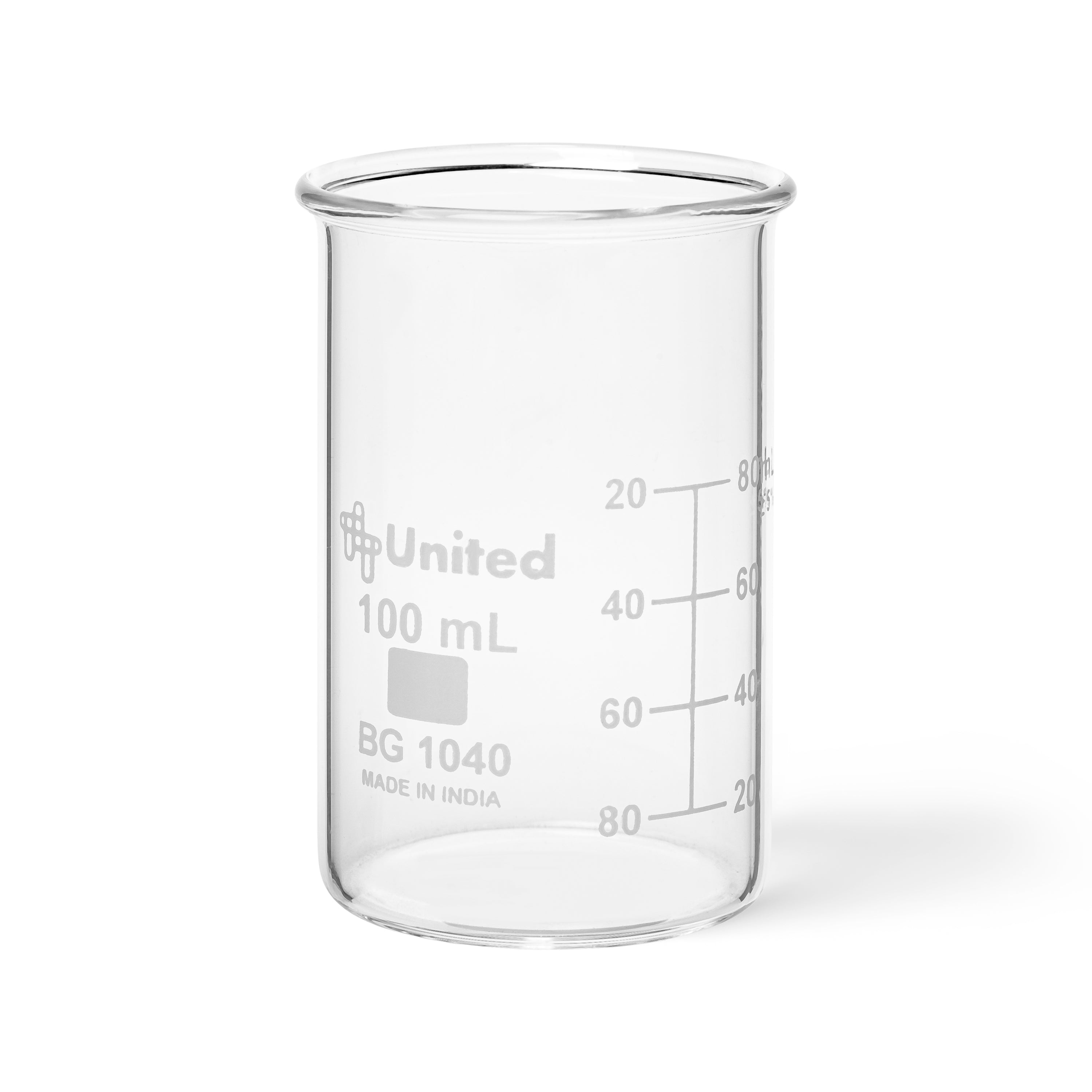 United Scientific® Beakers, Berzelius, Tall Form, No Spout, Borosilicate Glass, 100 mL, comes with 12