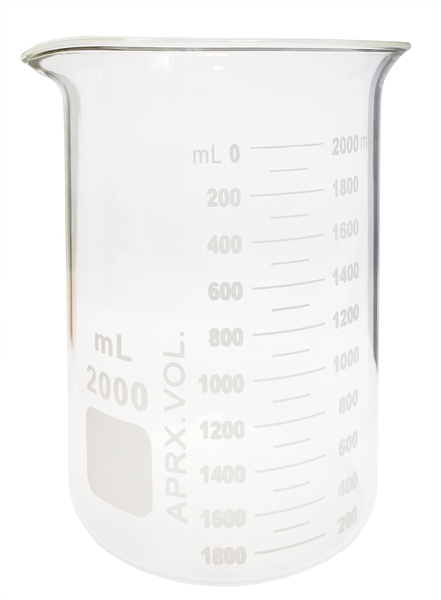 Beaker Griffin 2000ml Borosilicate Glass. Dual Graduated