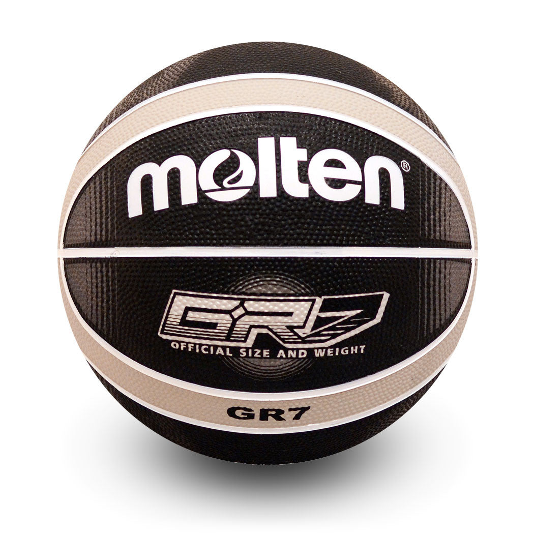 Camp/Recreation Basketball Rubber 12-Panel 2-Tone Design, Junior Size 5, Black/Silver