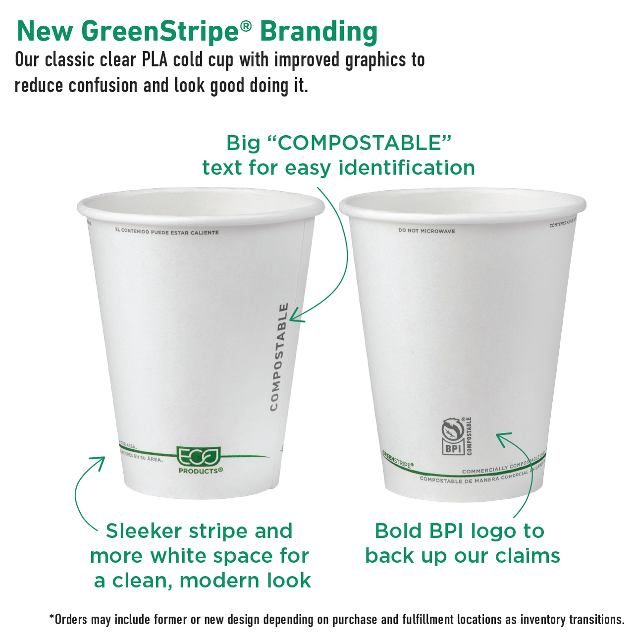 GreenStripe Renewable & Compostable Hot Cups - 10 oz. - Case of 1000