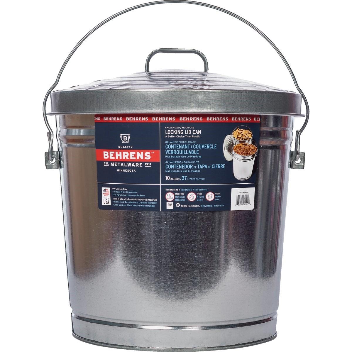 Behrens 10 Gal.  Galvanized Locking Lid Trash Can with Lid