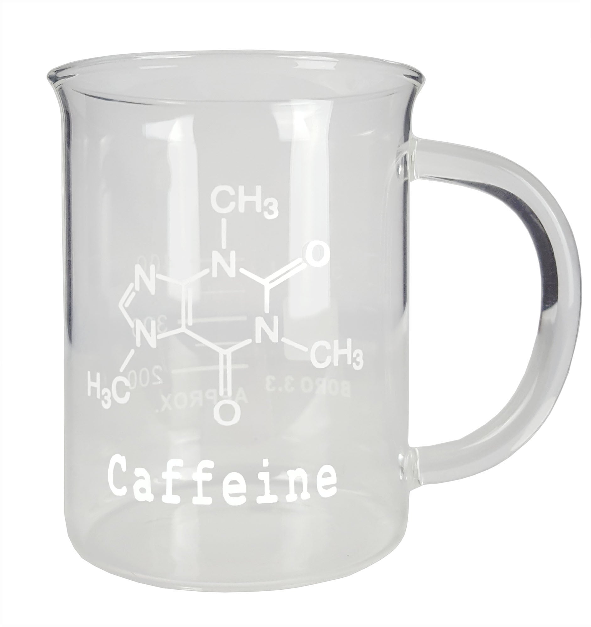 Beaker Mug, graduated to 400ml, with Caffeine Symbol, total capacity 500ml.