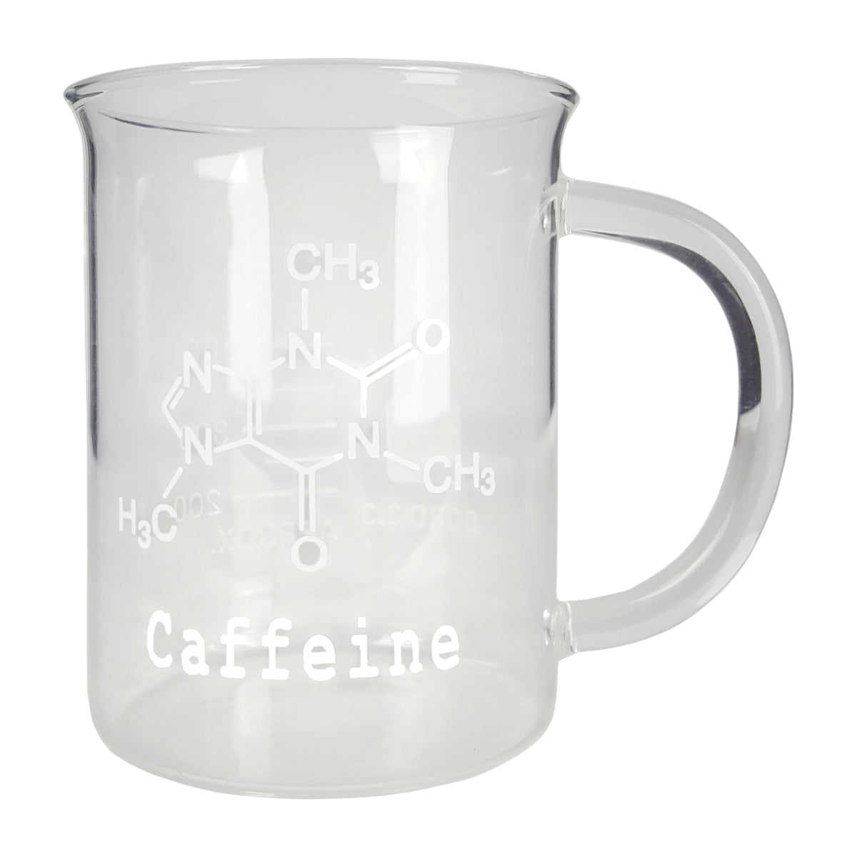Beaker, Mug, Borosilicate Glass, 500ml, with Caffeine Symbol, Case of 40