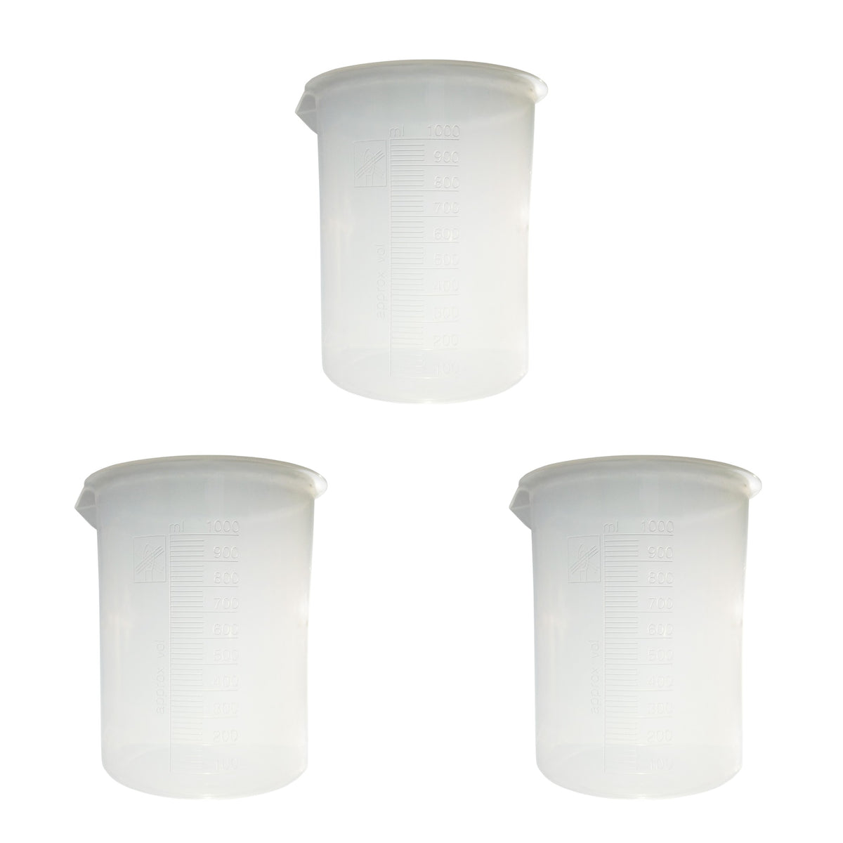 Beaker, Polypropylene, 1000ml, Pack of 3