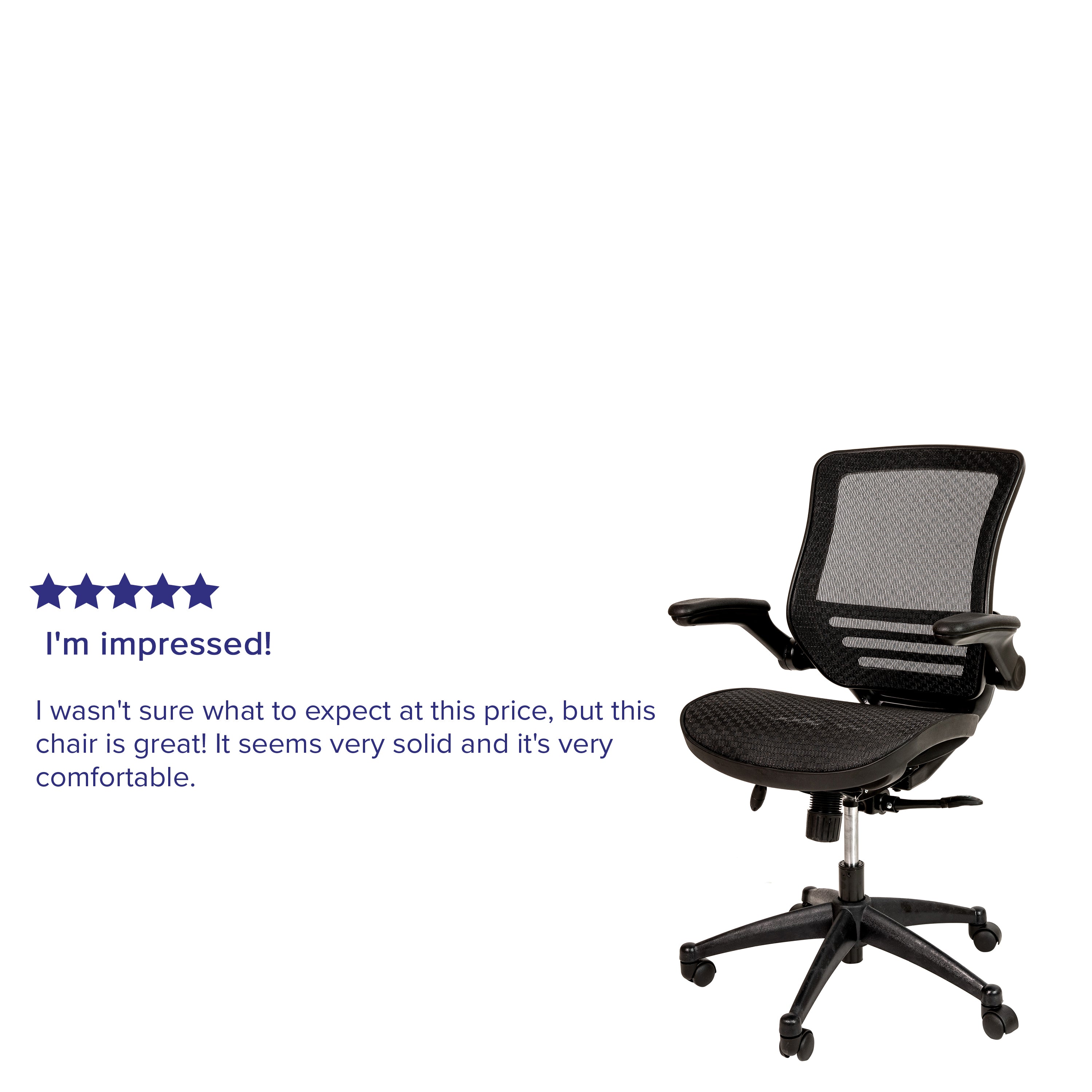Warfield Mid-Back Transparent Black Mesh Executive Swivel Office Chair with Black Frame and Flip-Up Arms