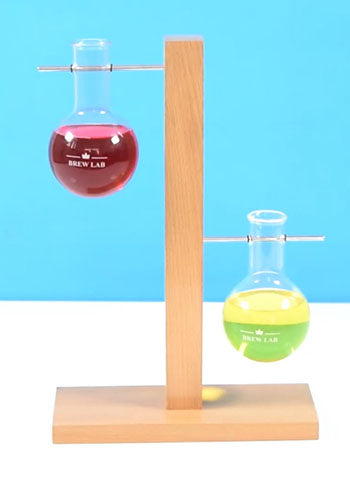 Wooden stand with Round Bottom Flask (2 pc) & Rod with O rings