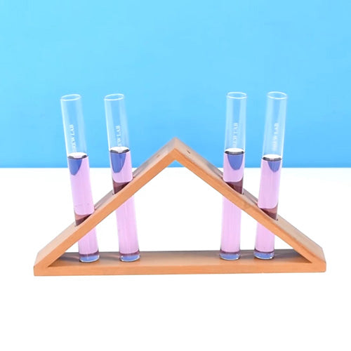 Triangle wooden Stand with 4 Glass Tubes(1Tube Extra)