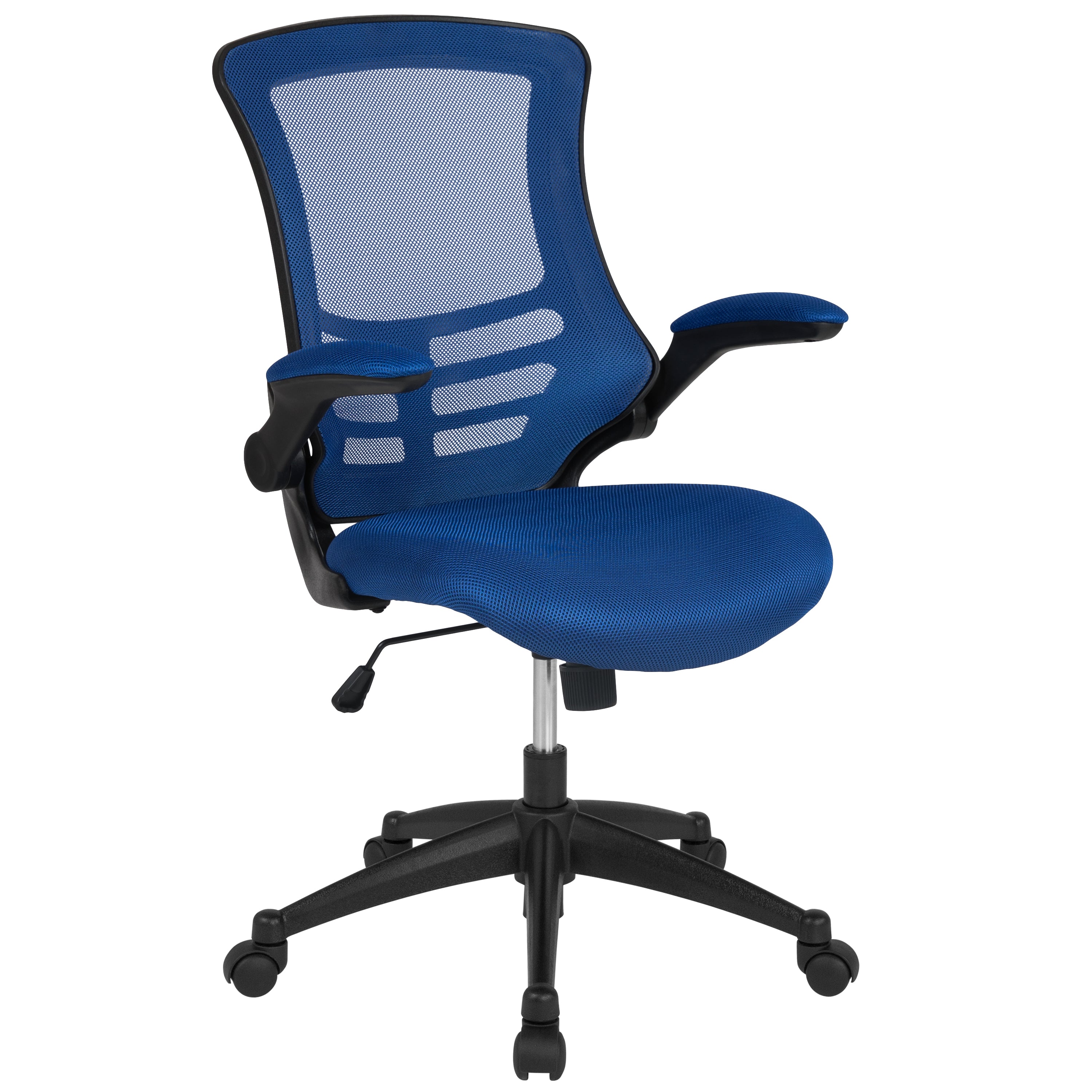 Kelista Mid-Back Blue Mesh Swivel Ergonomic Task Office Chair with Flip-Up Arms