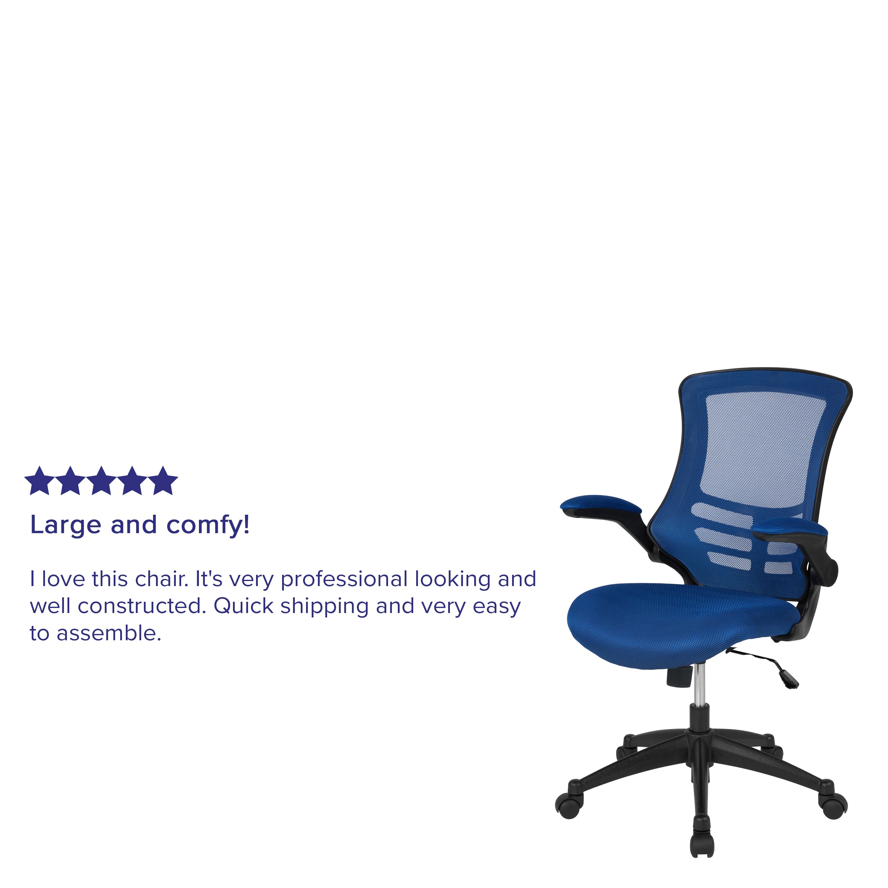 Kelista Mid-Back Blue Mesh Swivel Ergonomic Task Office Chair with Flip-Up Arms