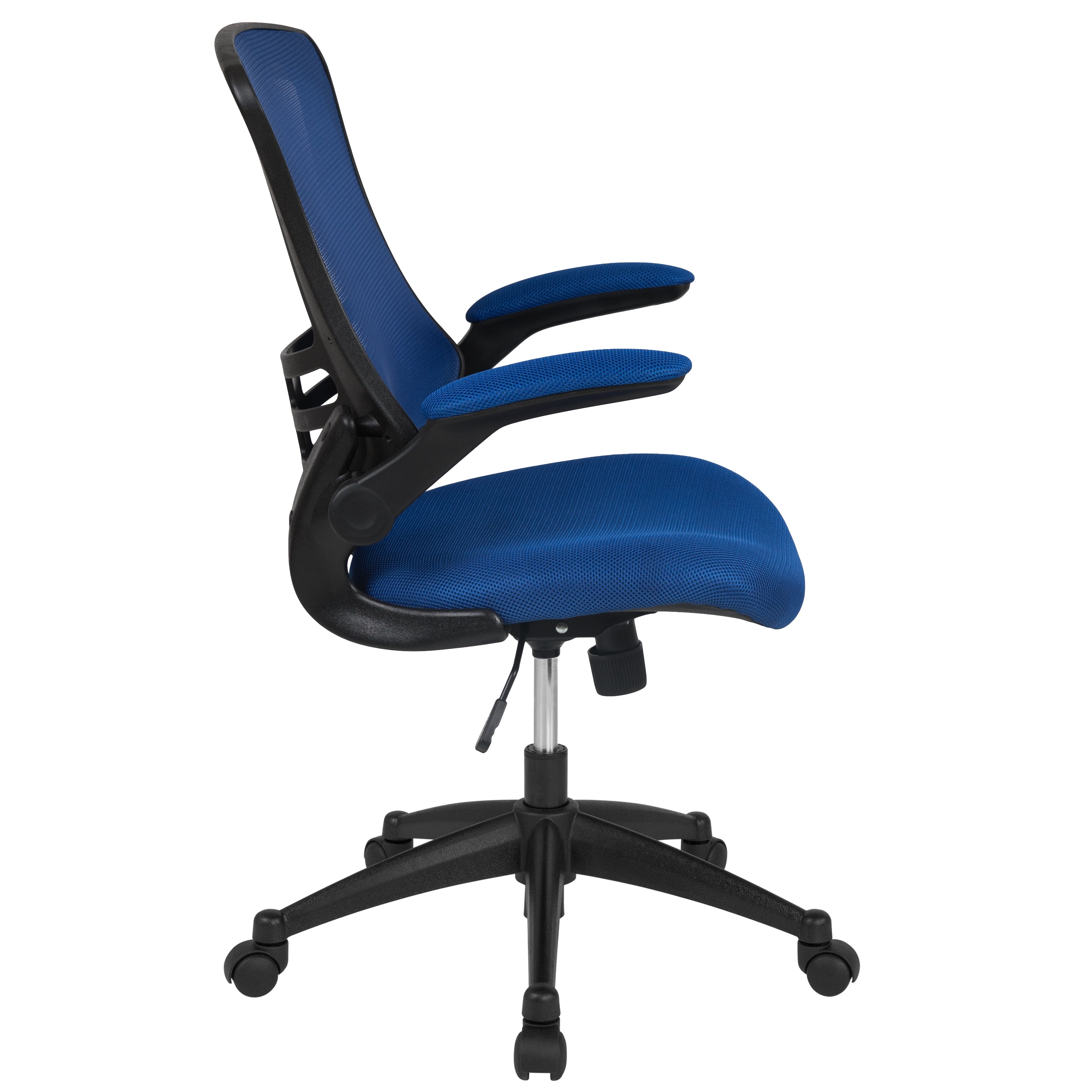 Kelista Mid-Back Blue Mesh Swivel Ergonomic Task Office Chair with Flip-Up Arms