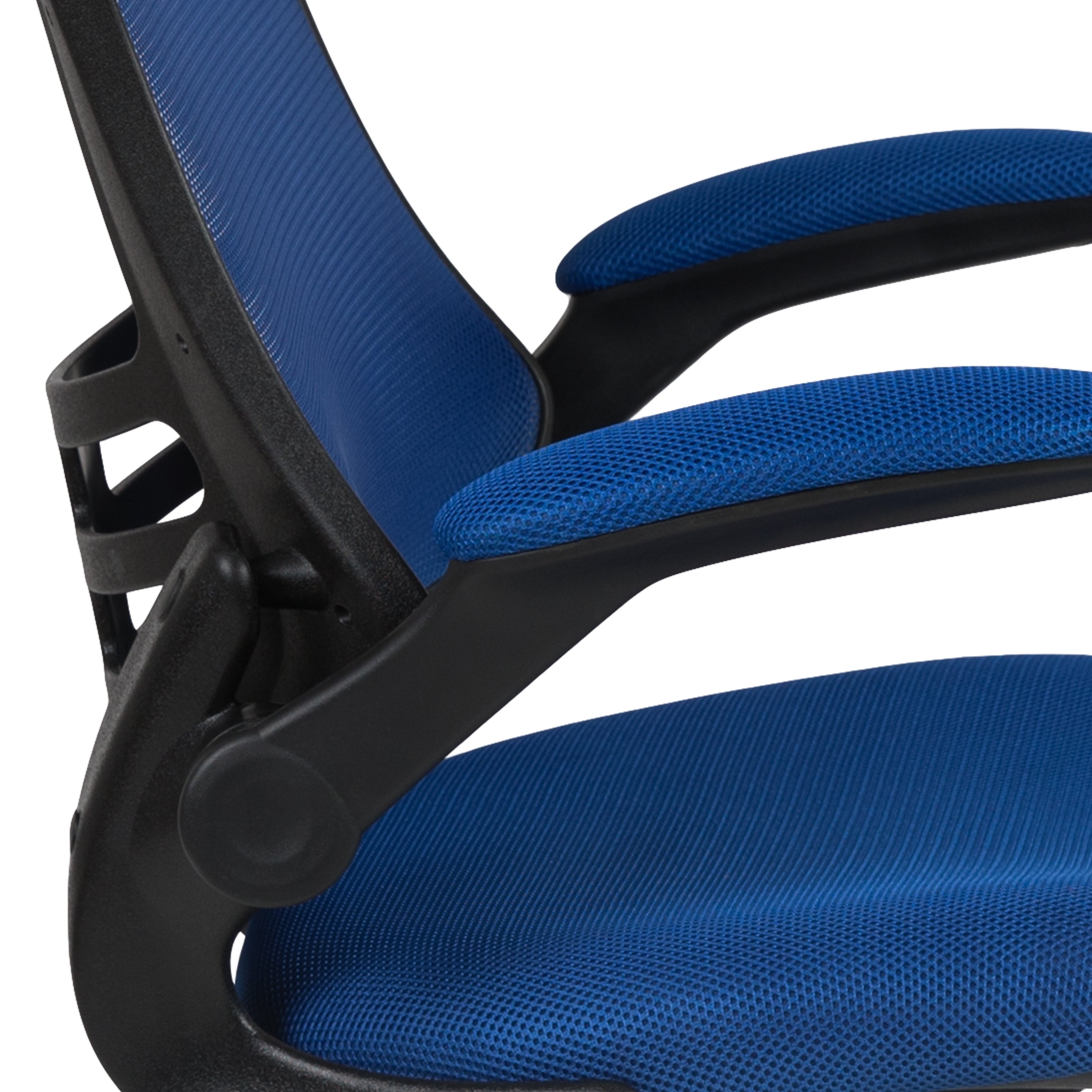 Kelista Mid-Back Blue Mesh Swivel Ergonomic Task Office Chair with Flip-Up Arms