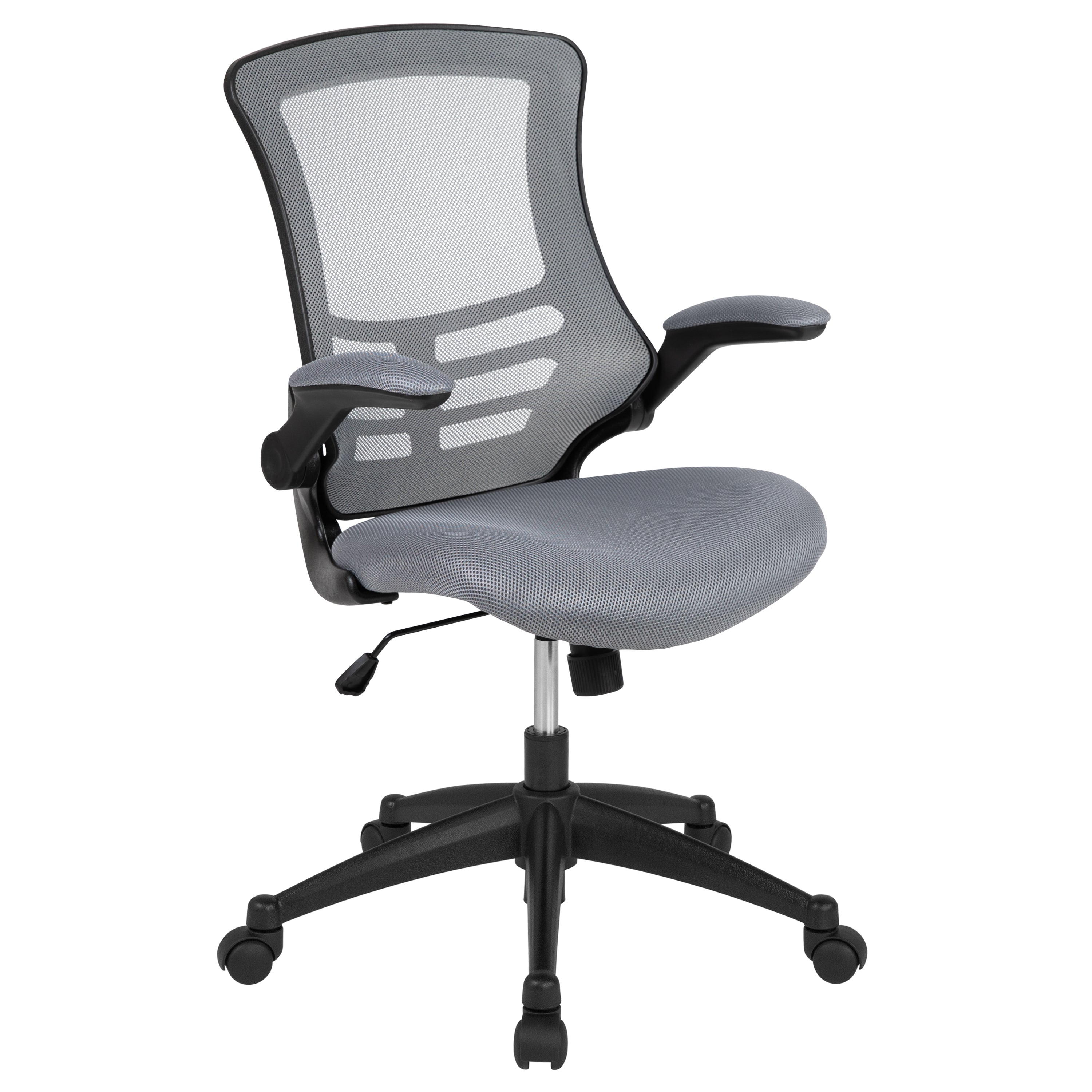 Kelista Mid-Back Dark Gray Mesh Swivel Ergonomic Task Office Chair with Flip-Up Arms