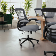 Kelista Mid-Back Dark Gray Mesh Swivel Ergonomic Task Office Chair with Flip-Up Arms