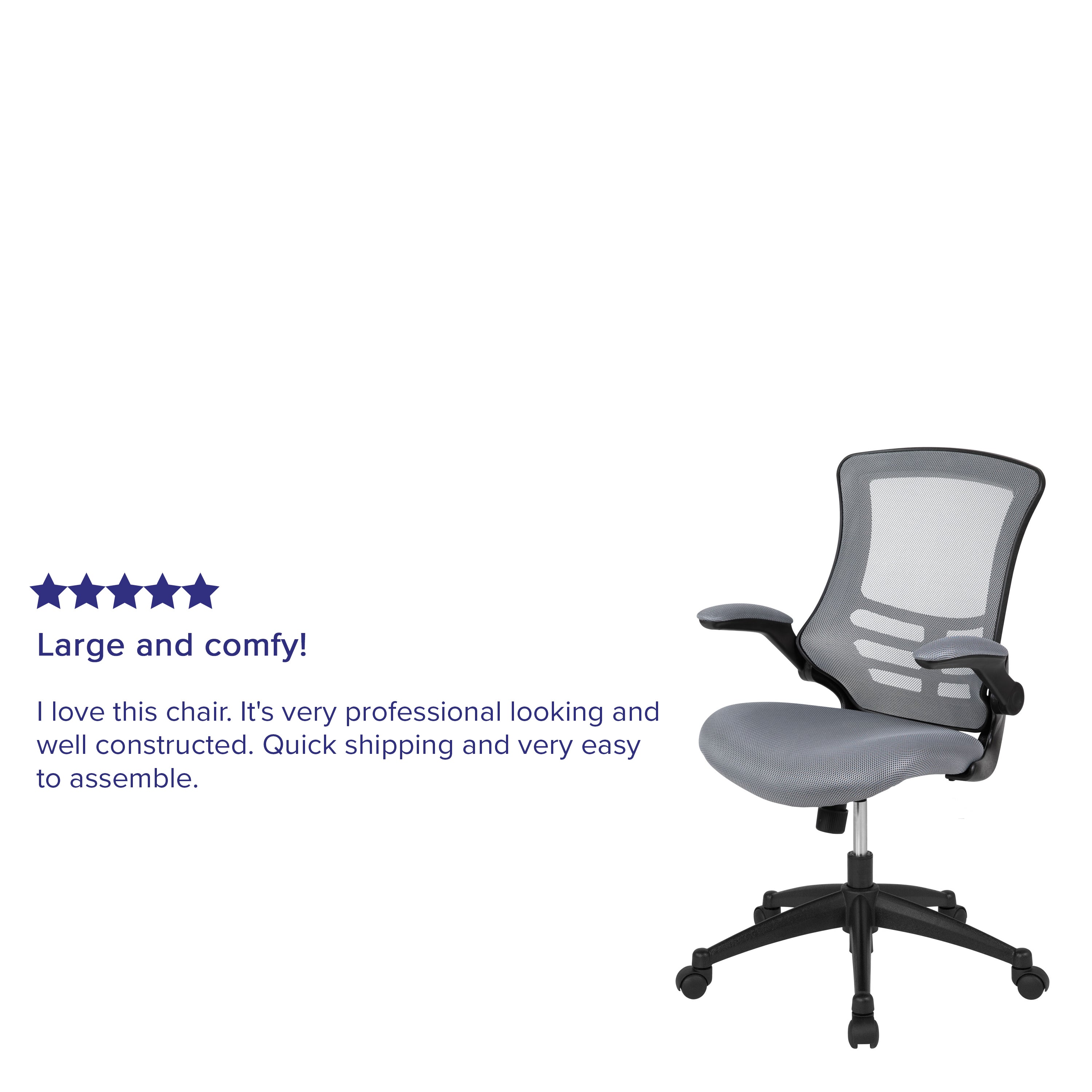 Kelista Mid-Back Dark Gray Mesh Swivel Ergonomic Task Office Chair with Flip-Up Arms