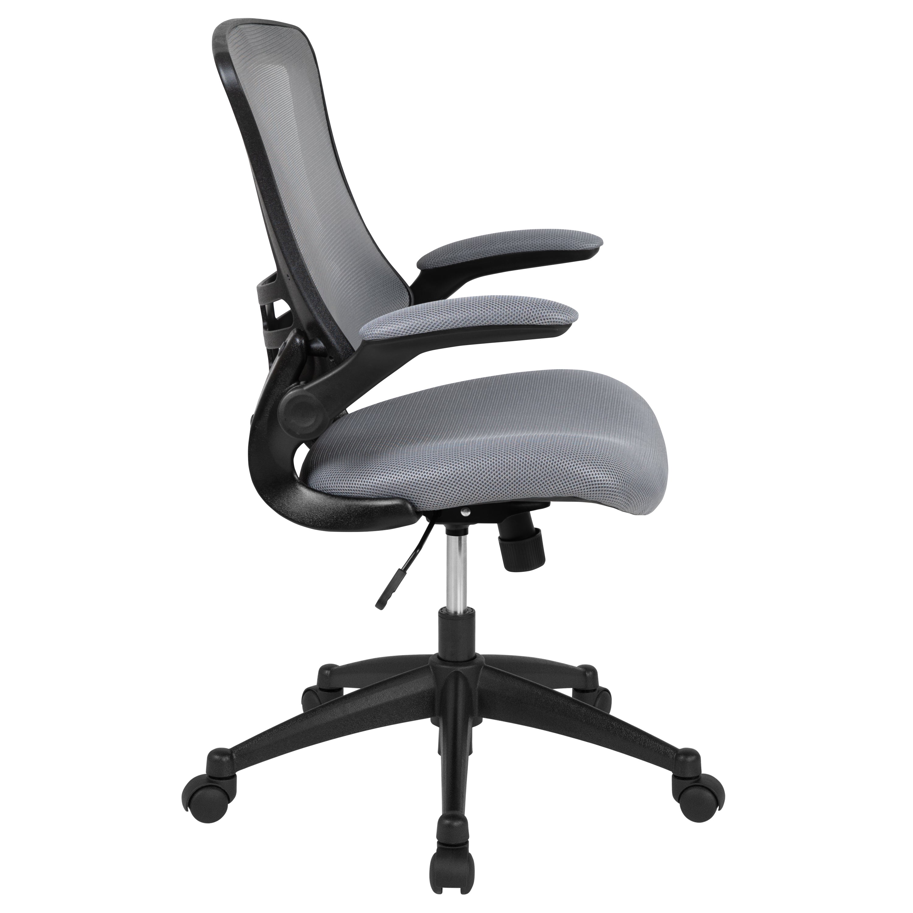 Kelista Mid-Back Dark Gray Mesh Swivel Ergonomic Task Office Chair with Flip-Up Arms