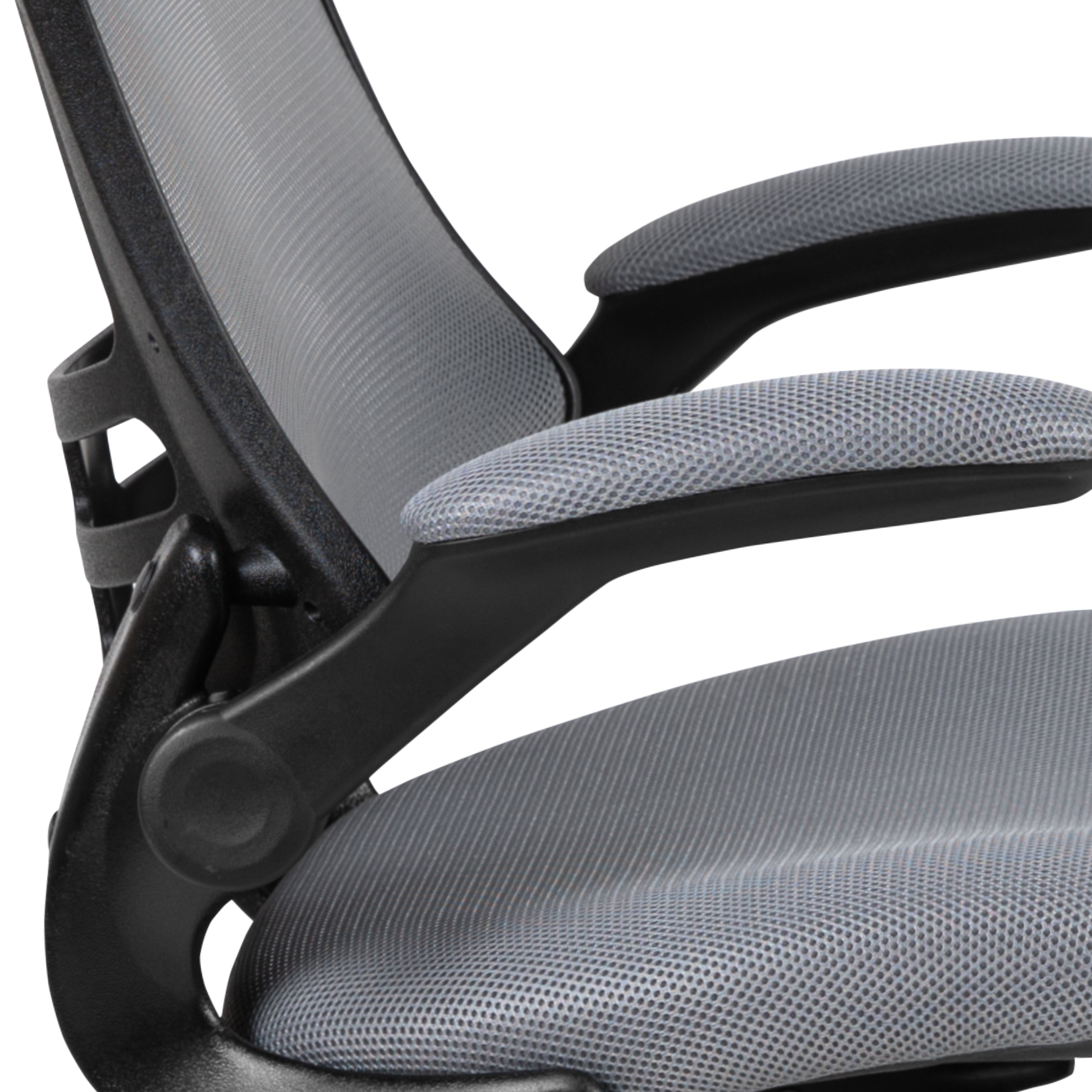 Kelista Mid-Back Dark Gray Mesh Swivel Ergonomic Task Office Chair with Flip-Up Arms